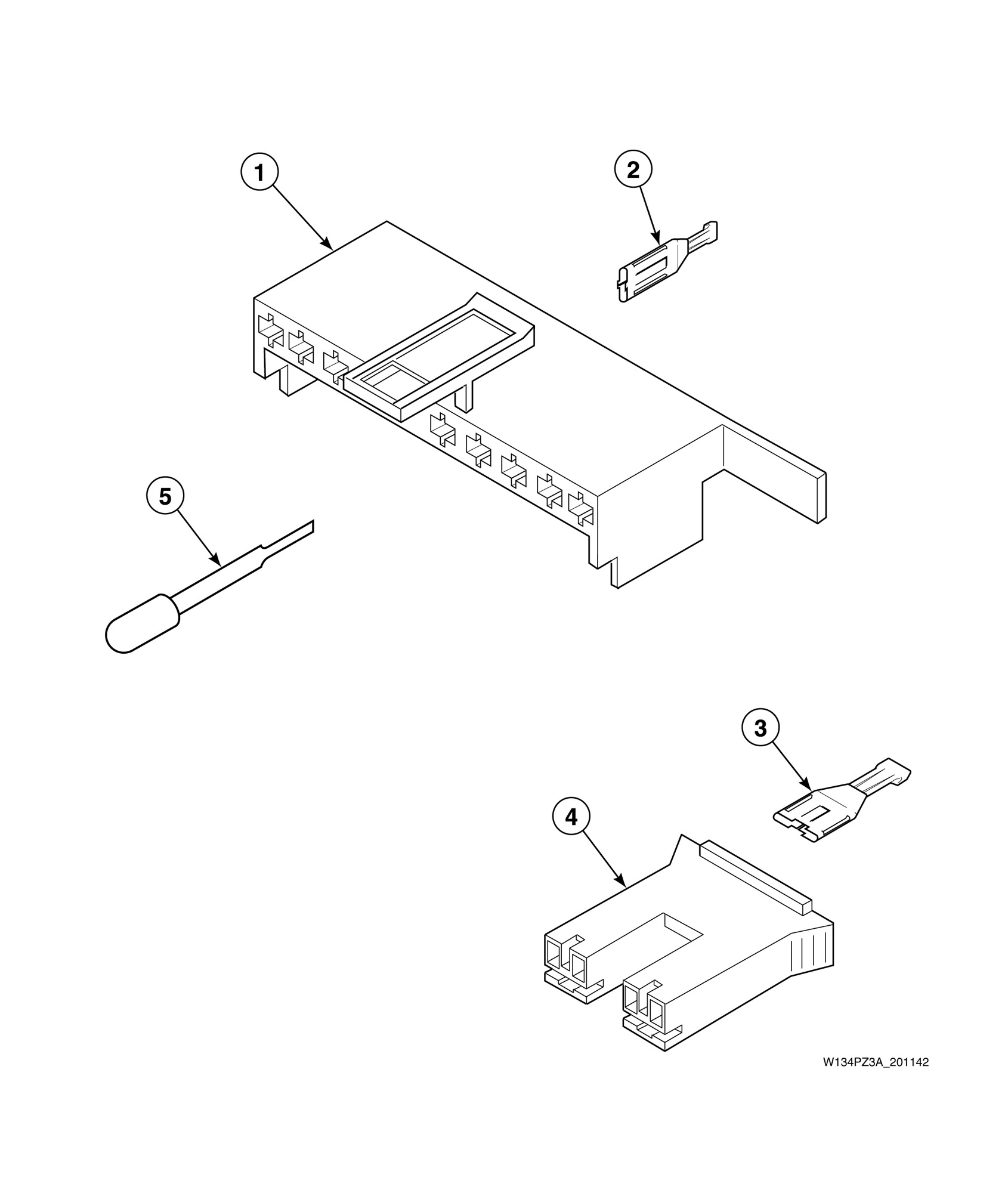 Mixing Valve and Motor Connection Blocks, Terminals and Extractor Tool
