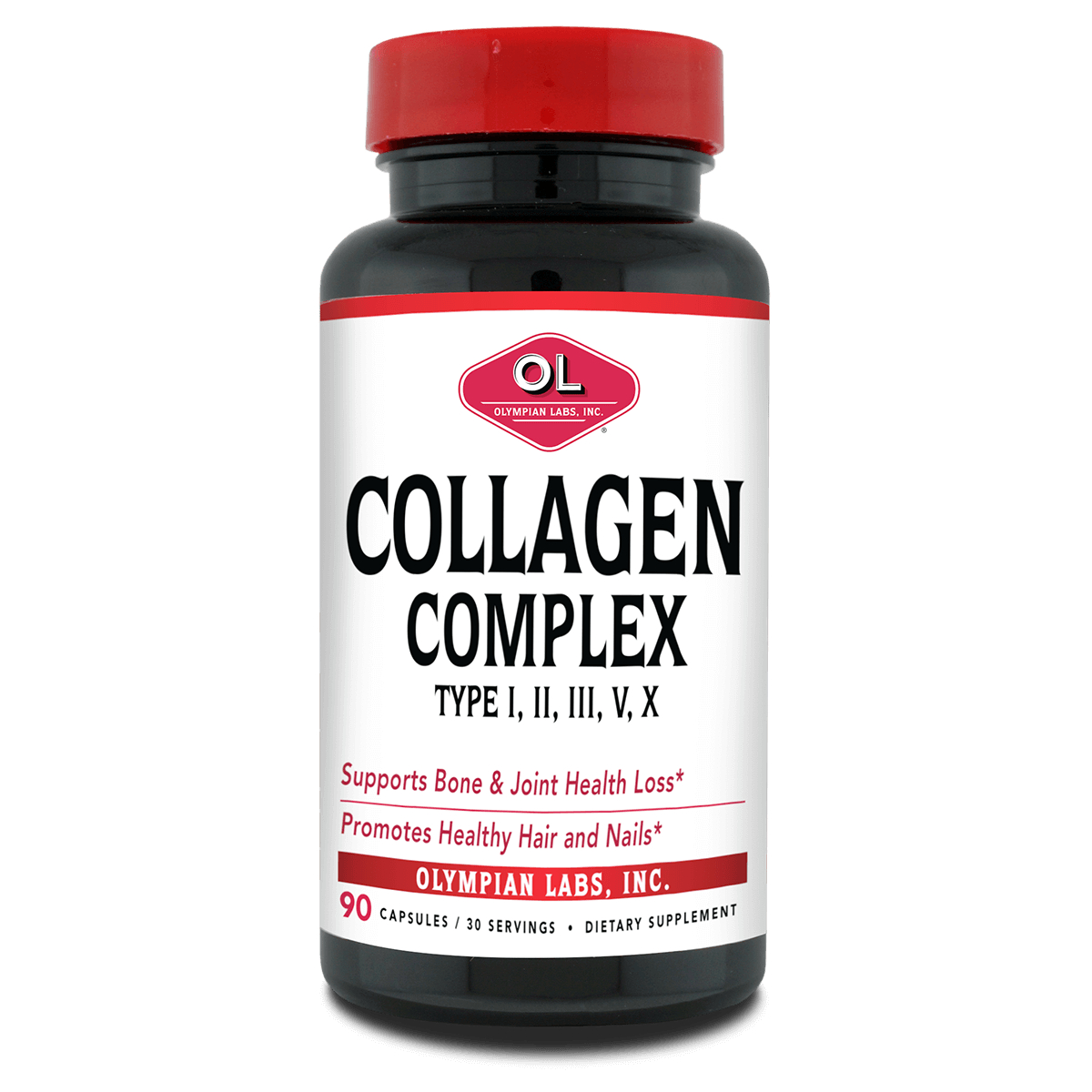 Olympian Labs Collagen Complex Type I, Ii, Iii, V, X Supplement Vitamin | 90 Caps