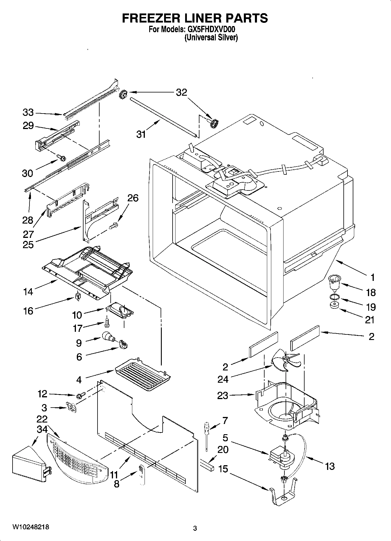 02 - FREEZER LINER PARTS