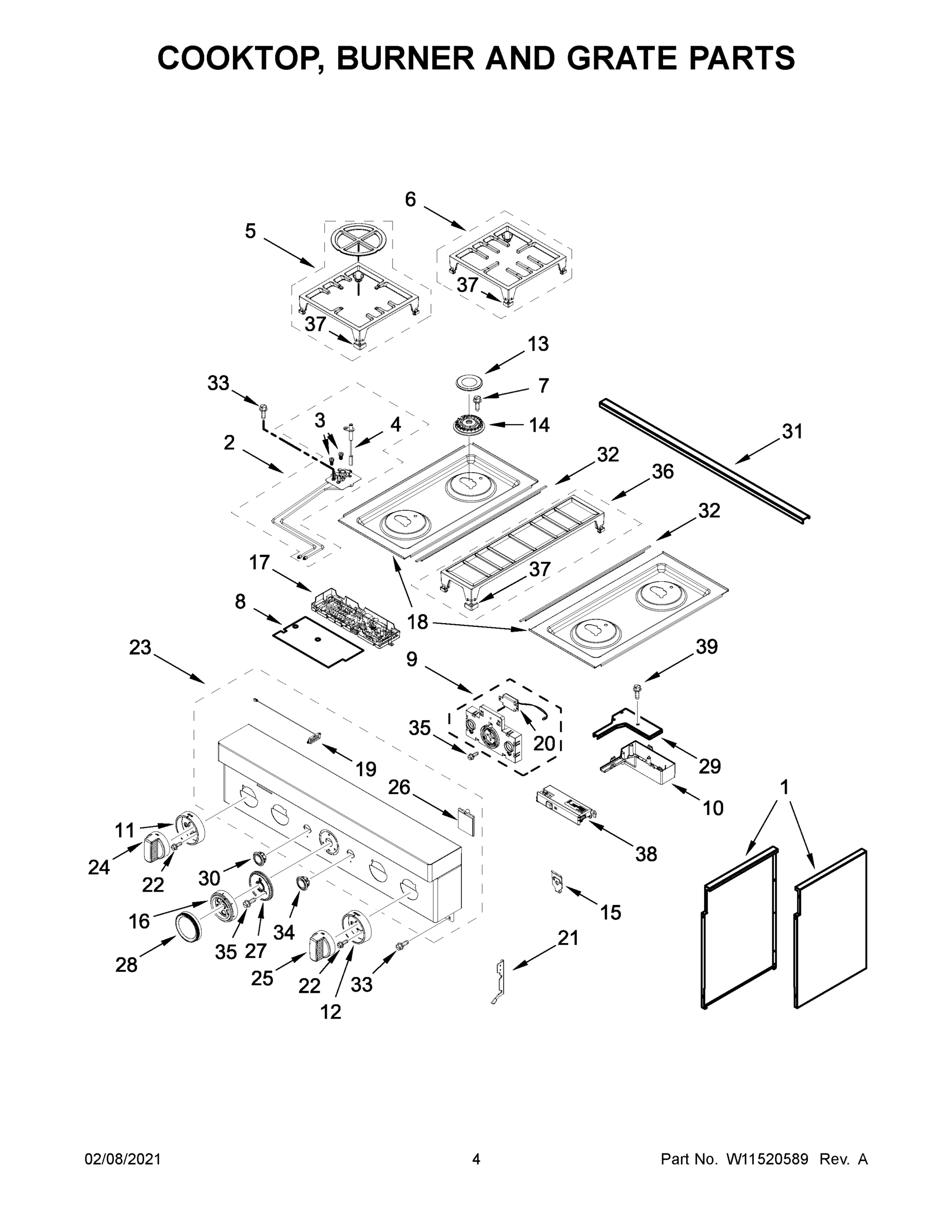 03 - COOKTOP, BURNER AND GRATE PARTS