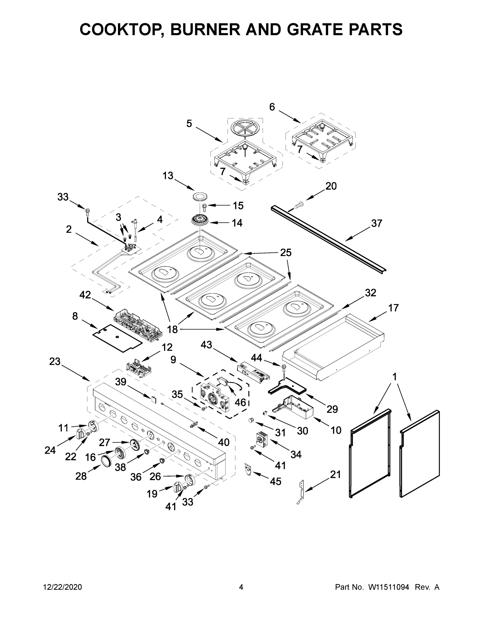 03 - COOKTOP, BURNER AND GRATE PARTS