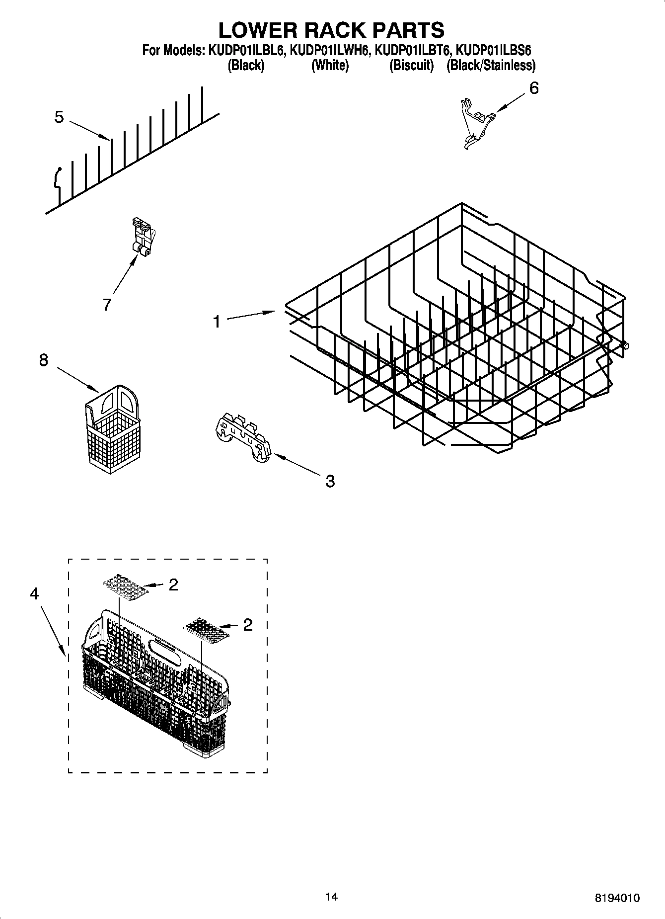 11 - LOWER RACK PARTS, OPTIONAL PARTS (NOT INCLUDED)