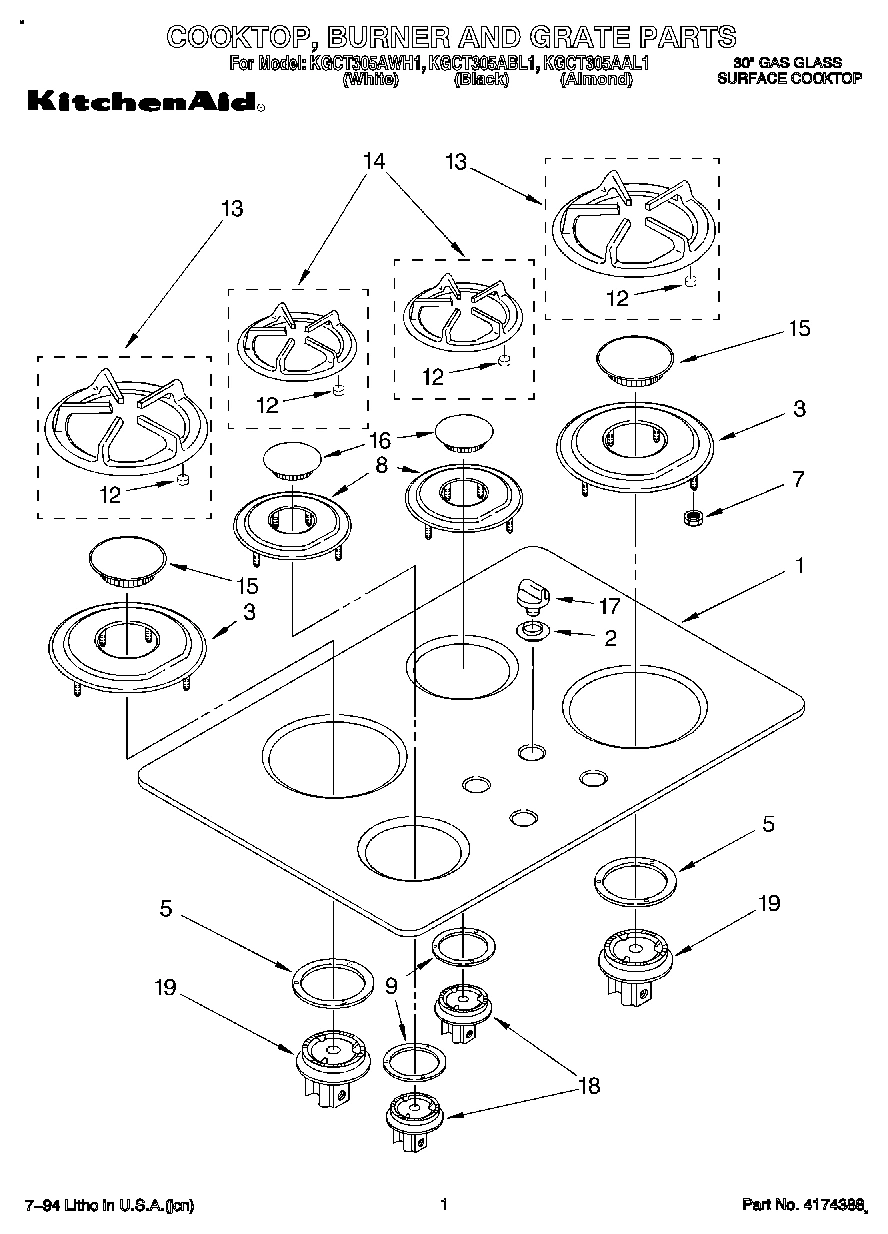 01 - COOKTOP, BURNER AND GRATE