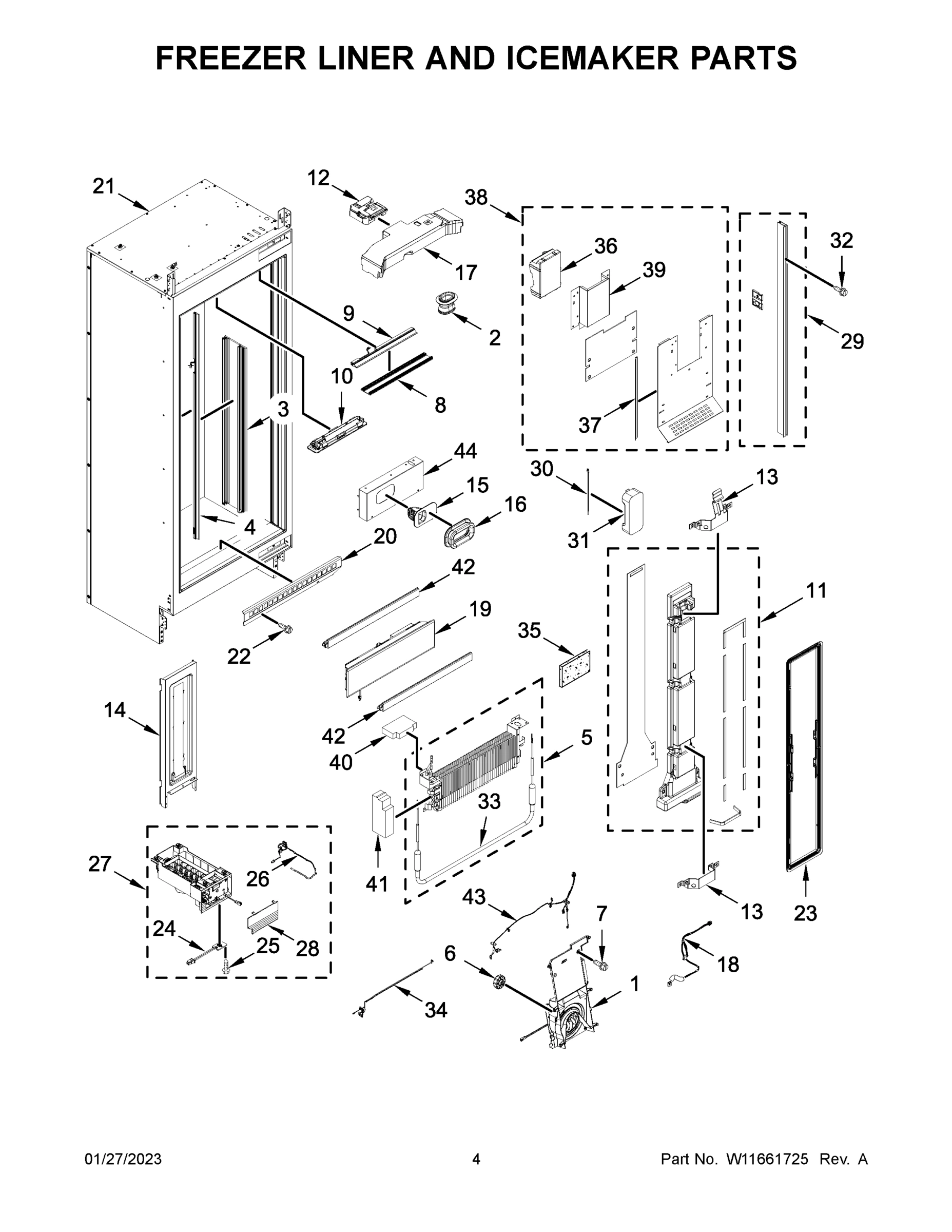 03 - FREEZER LINER AND ICEMAKER PARTS