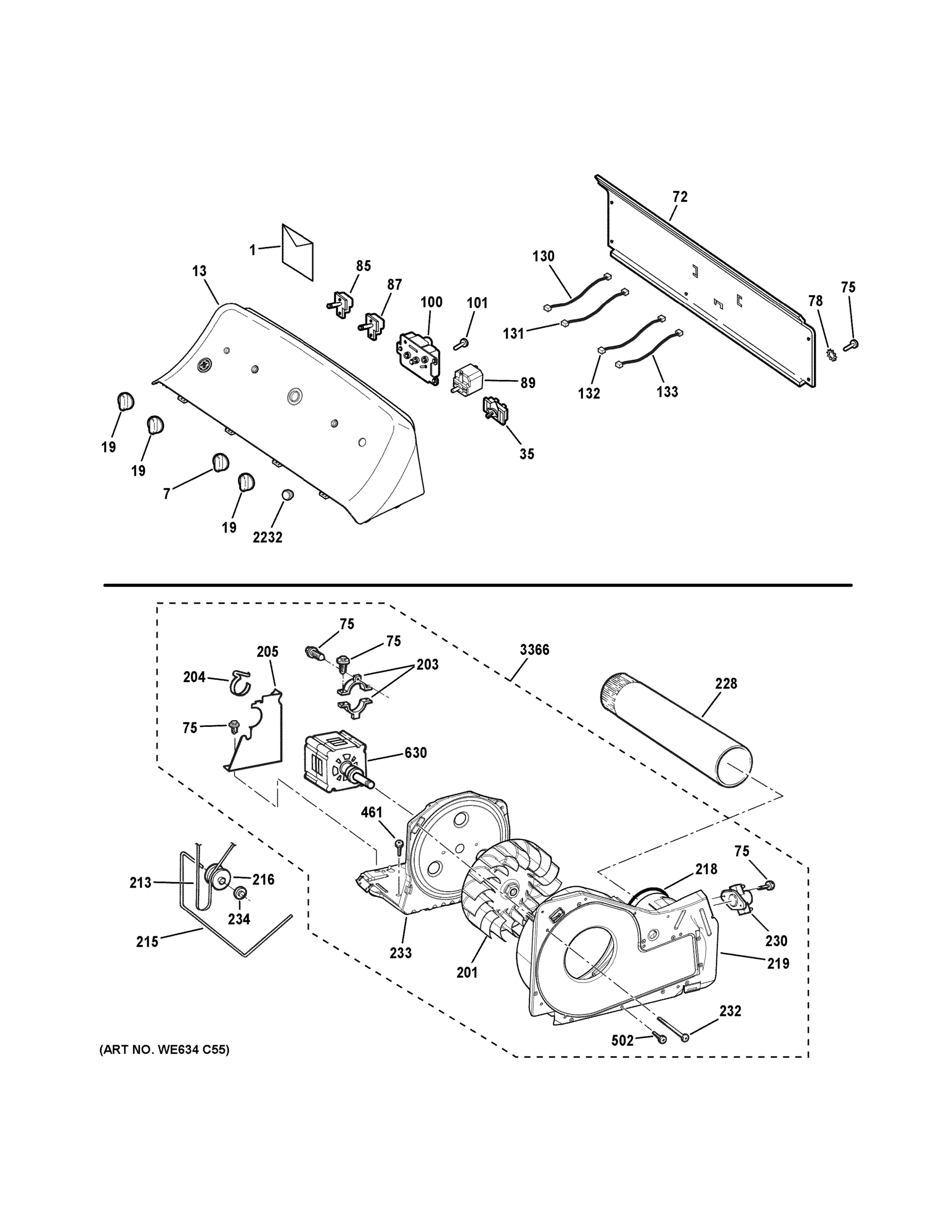 BACKSPLASH, BLOWER & MOTOR ASSEMBLY