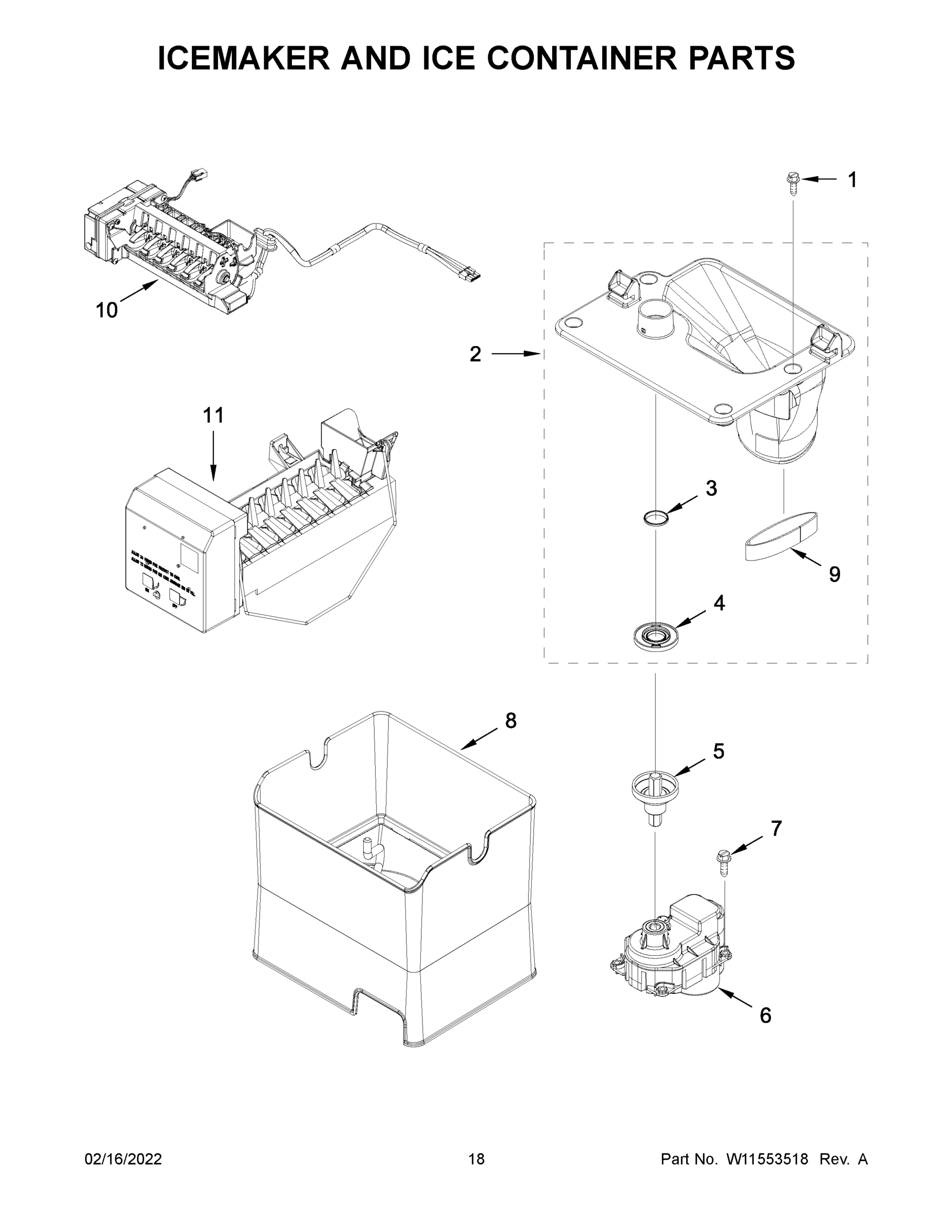 10 - ICEMAKER AND ICE CONTAINER PARTS