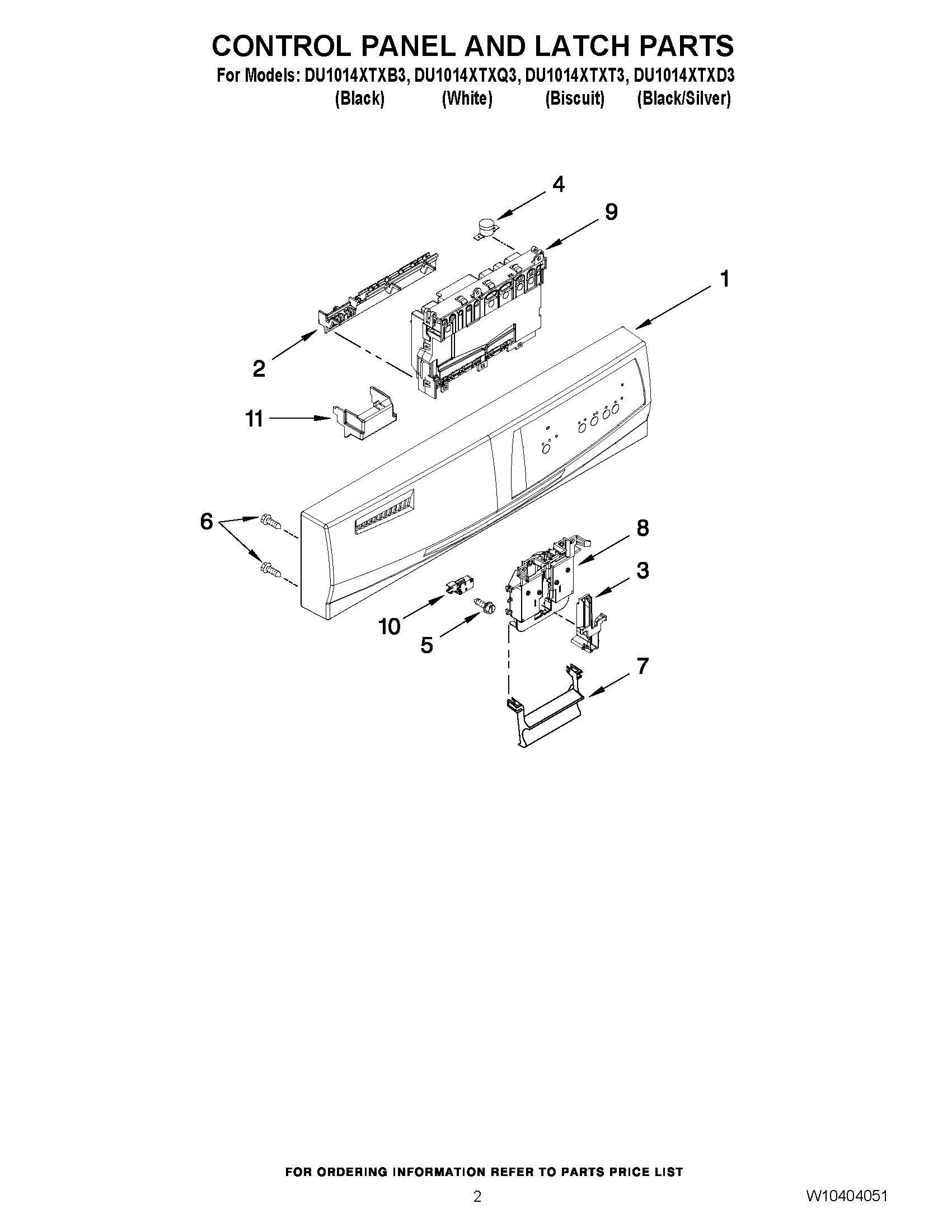 02 - CONTROL PANEL AND LATCH PARTS
