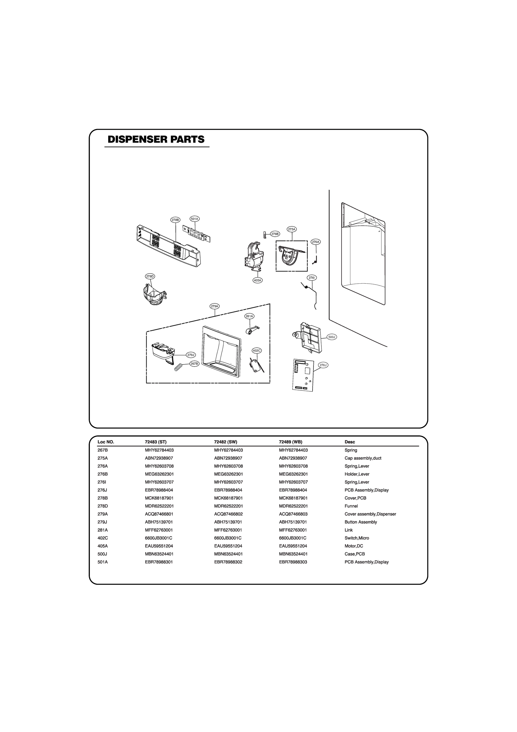 DISPENSER PARTS