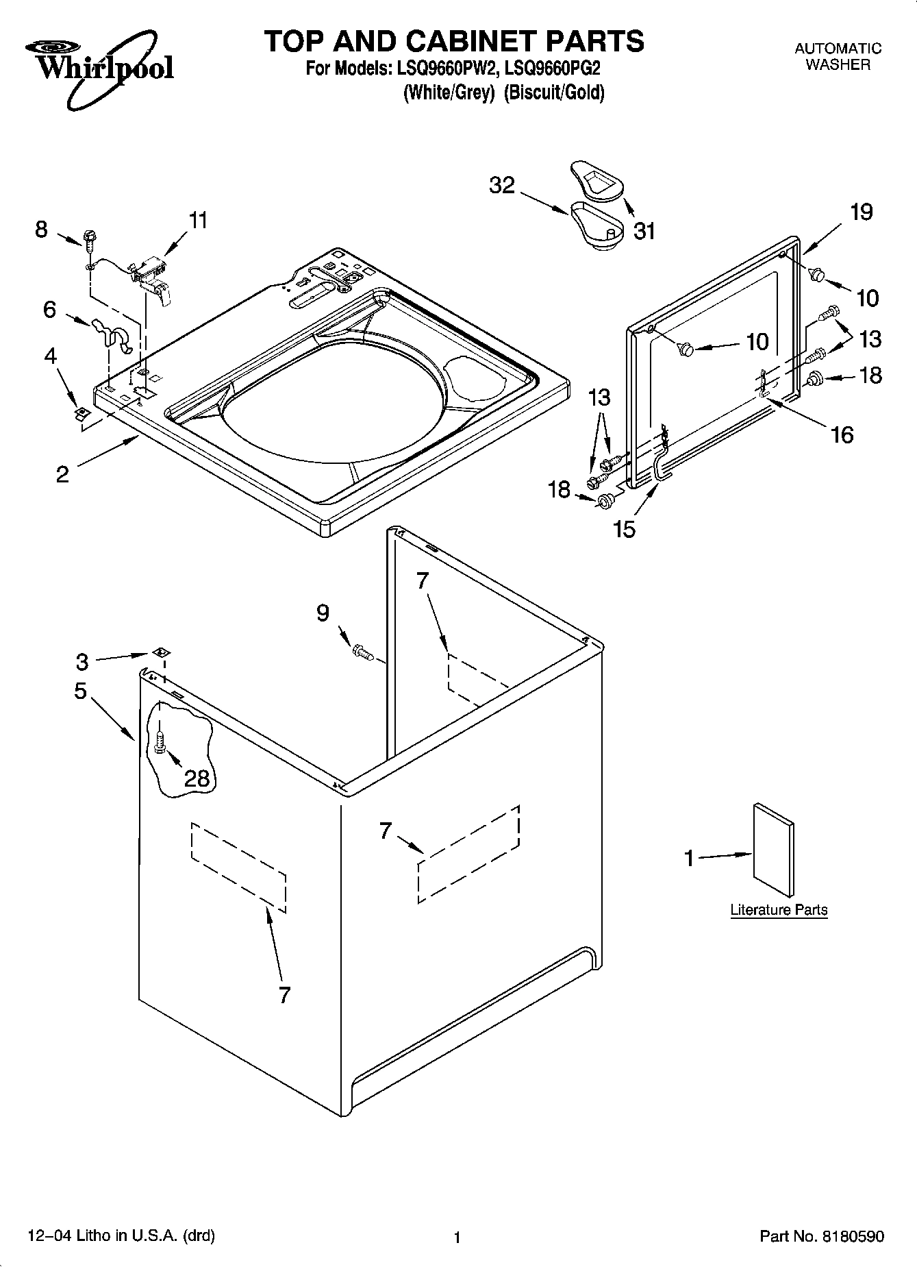 01 - TOP AND CABINET PARTS