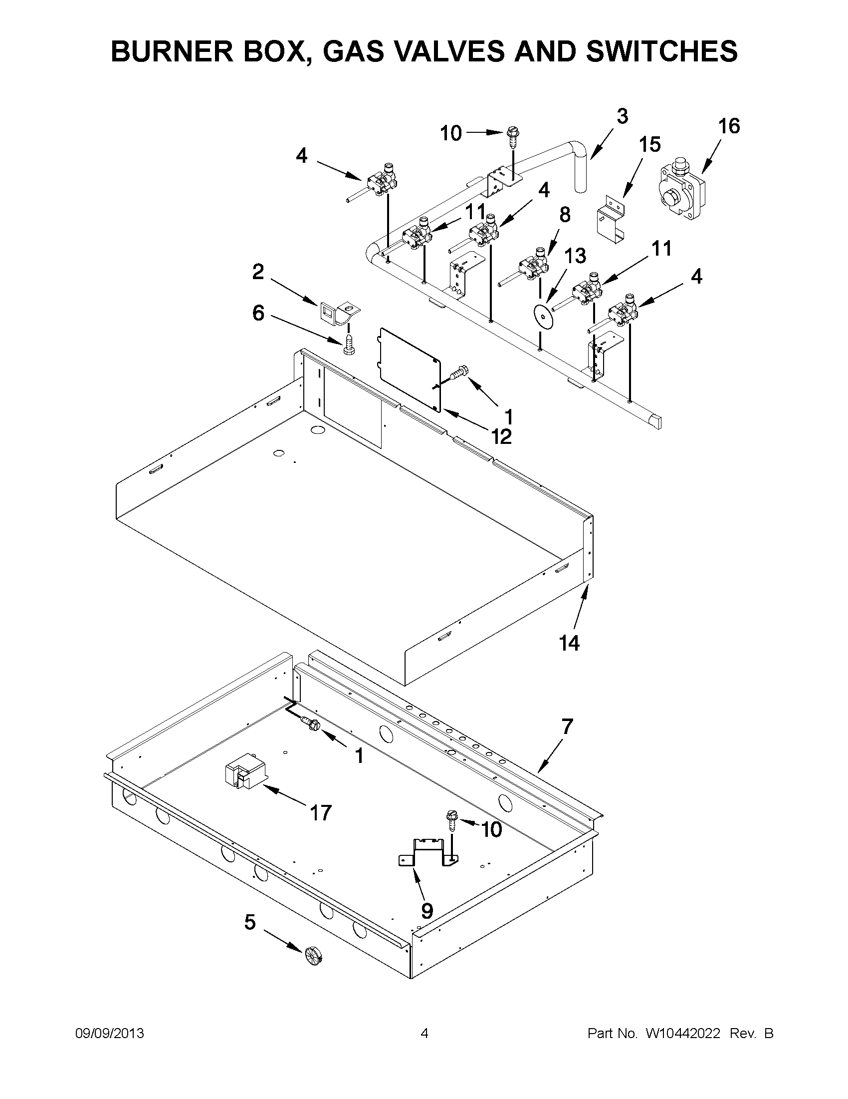 03 - BURNER BOX, GAS VALVES AND SWITCHES