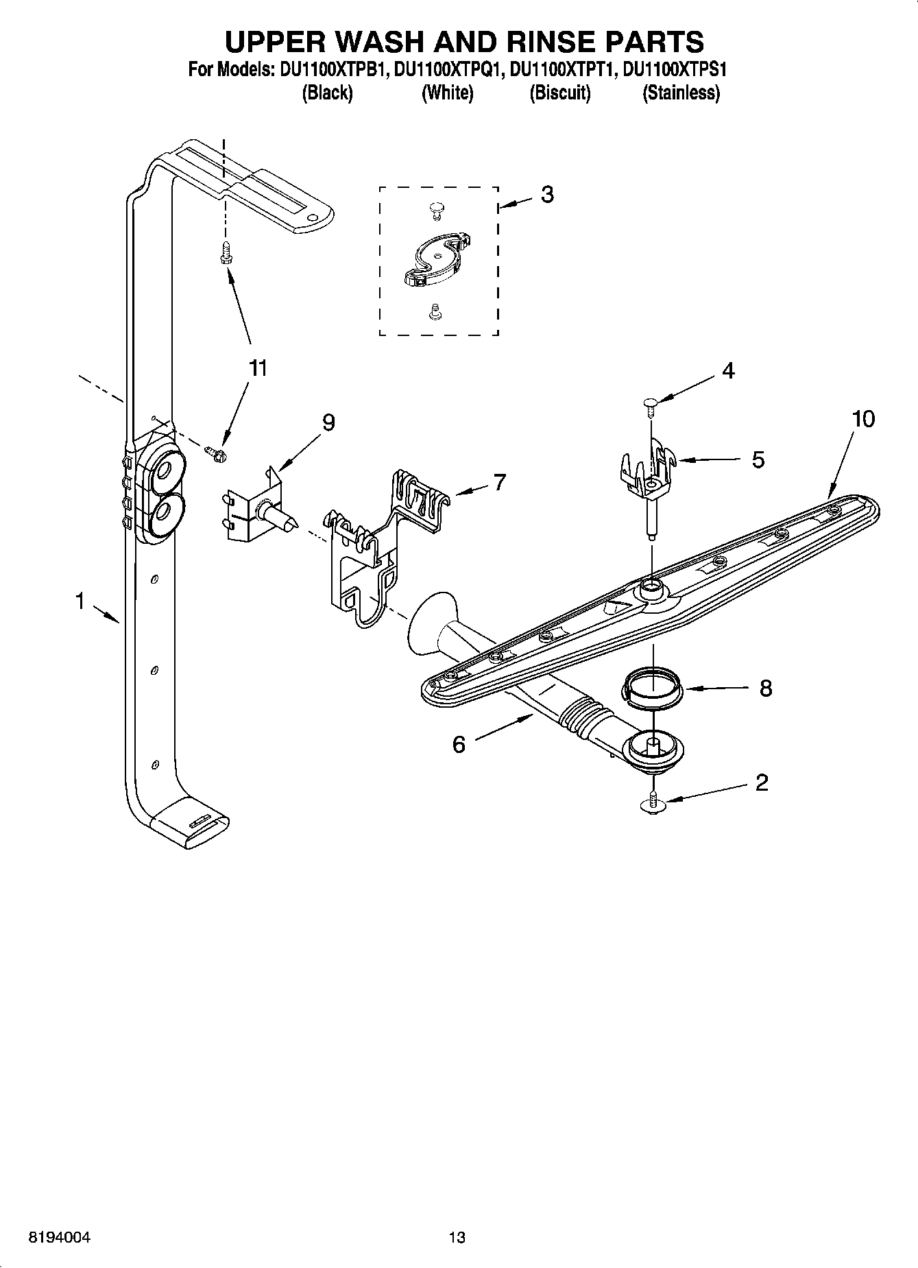 10 - UPPER WASH AND RINSE PARTS
