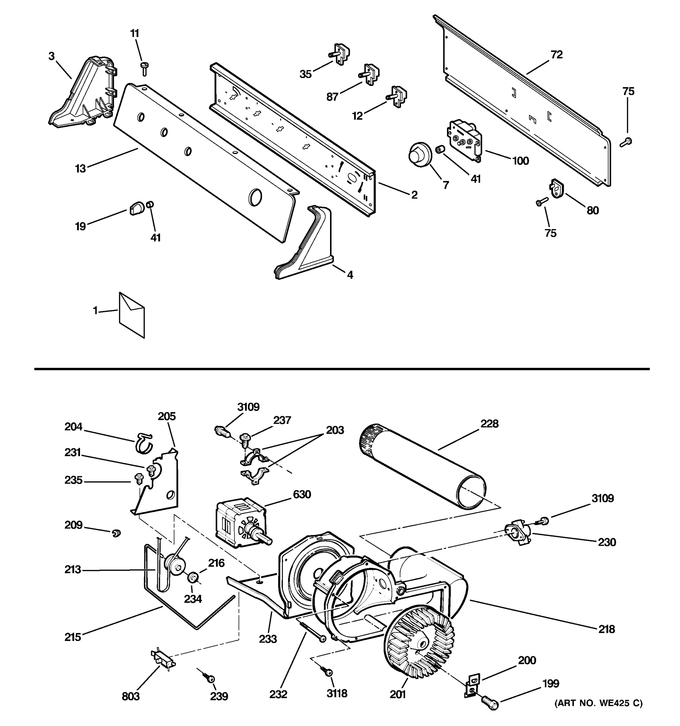 BACKSPLASH, BLOWER & MOTOR