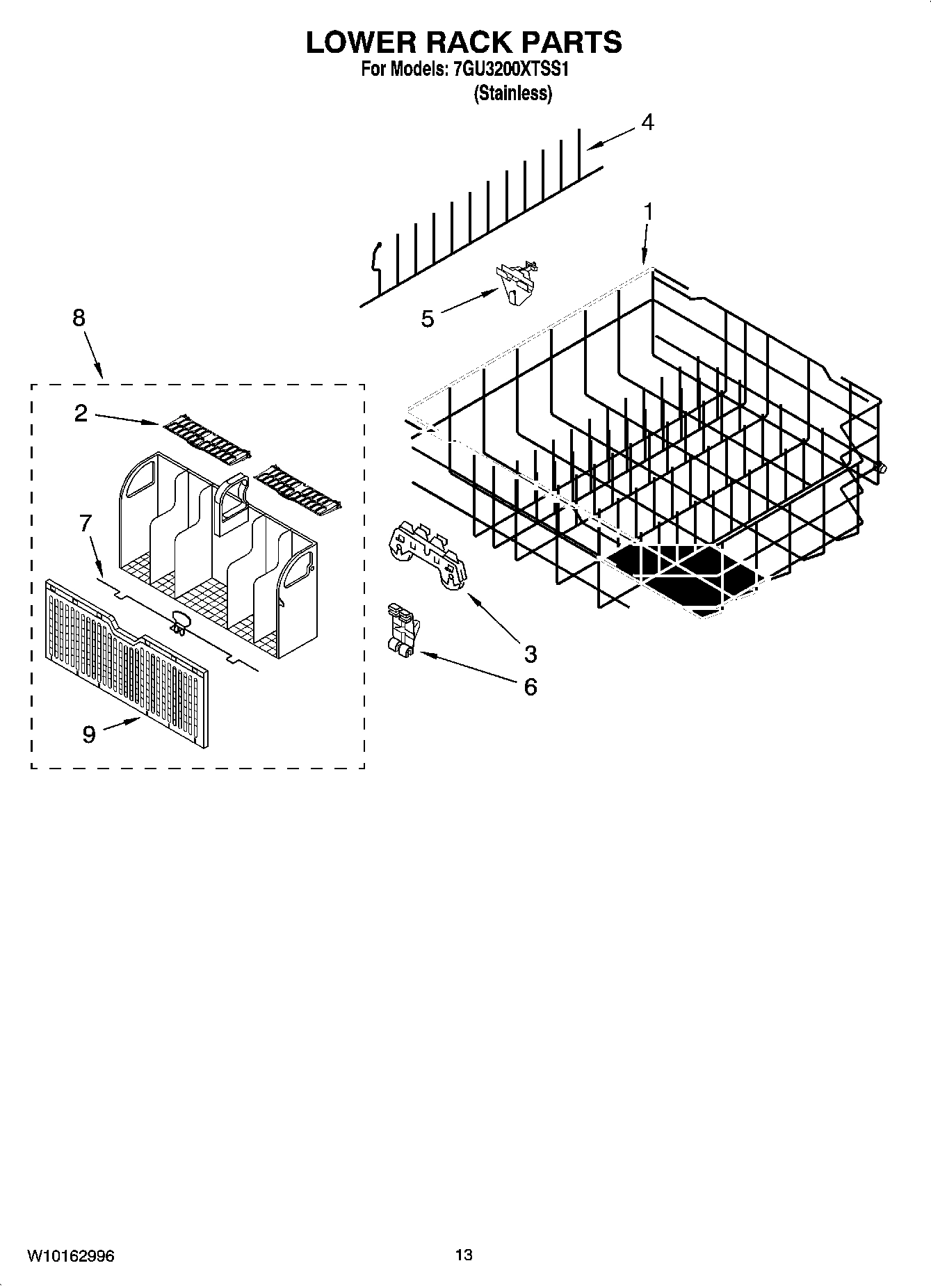 11 - LOWER RACK PARTS, OPTIONAL PARTS (NOT INCLUDED)