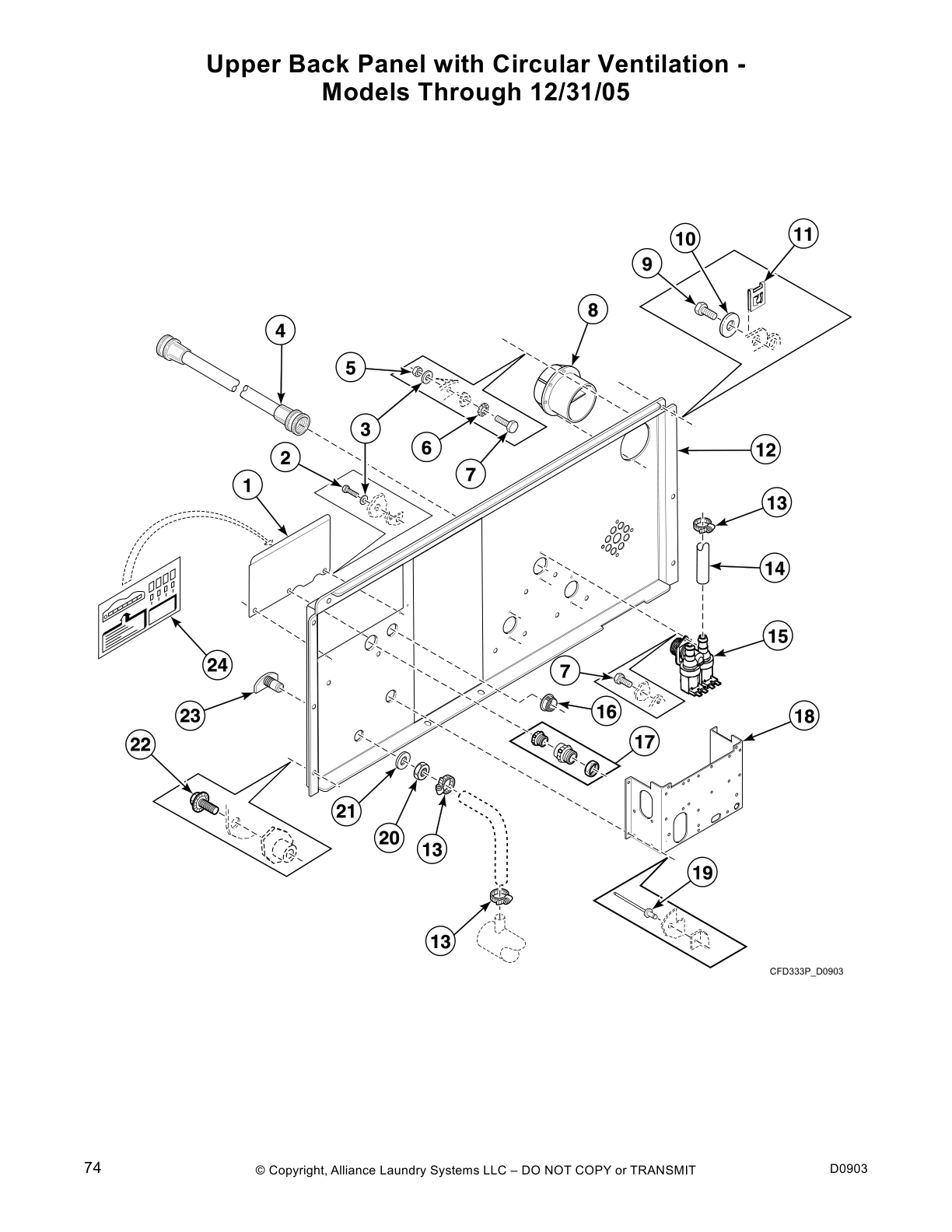 Upper Back Panel with Circular Ventilation -
Models Through 12/31/05