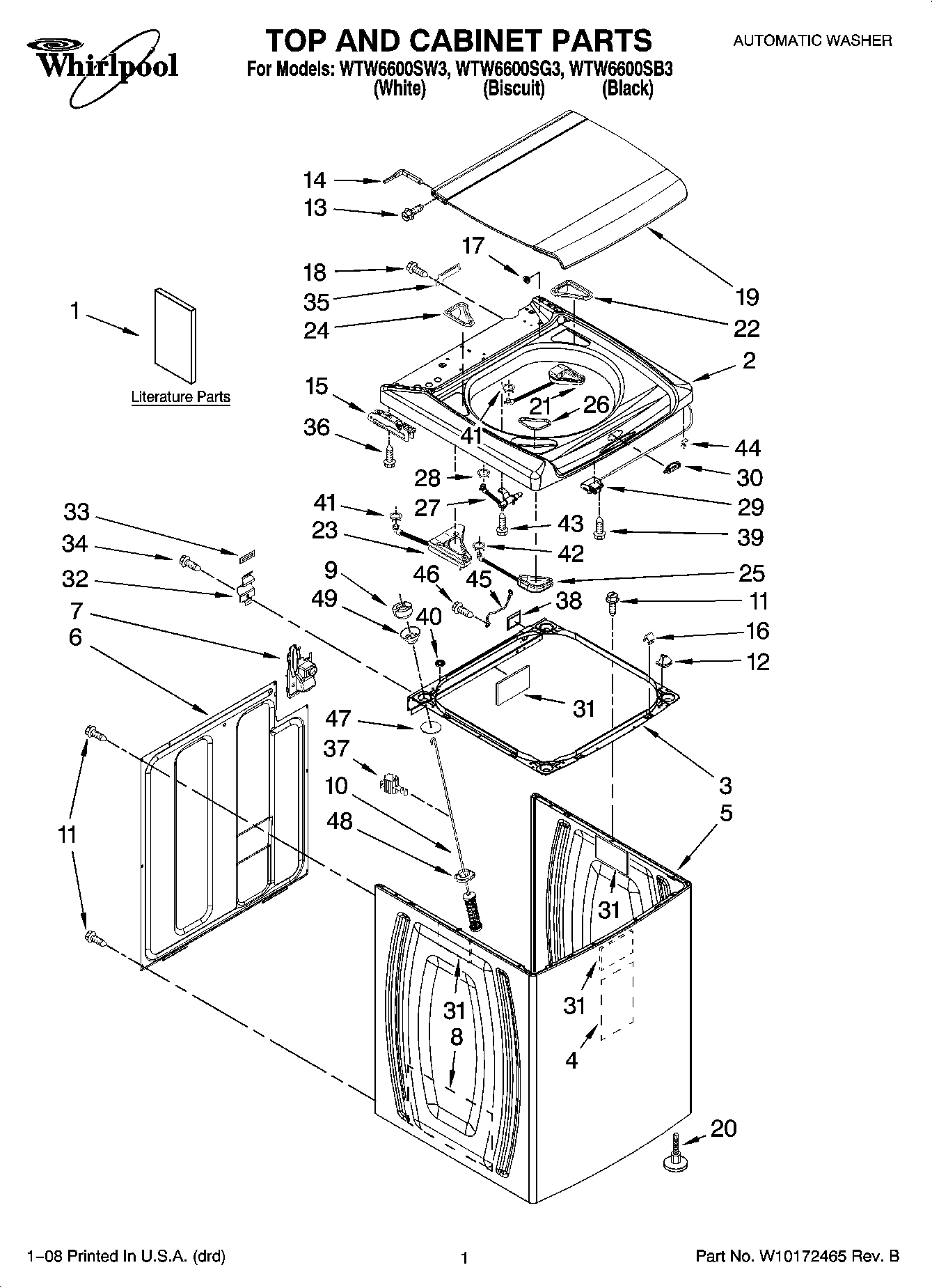01 - TOP AND CABINET PARTS
