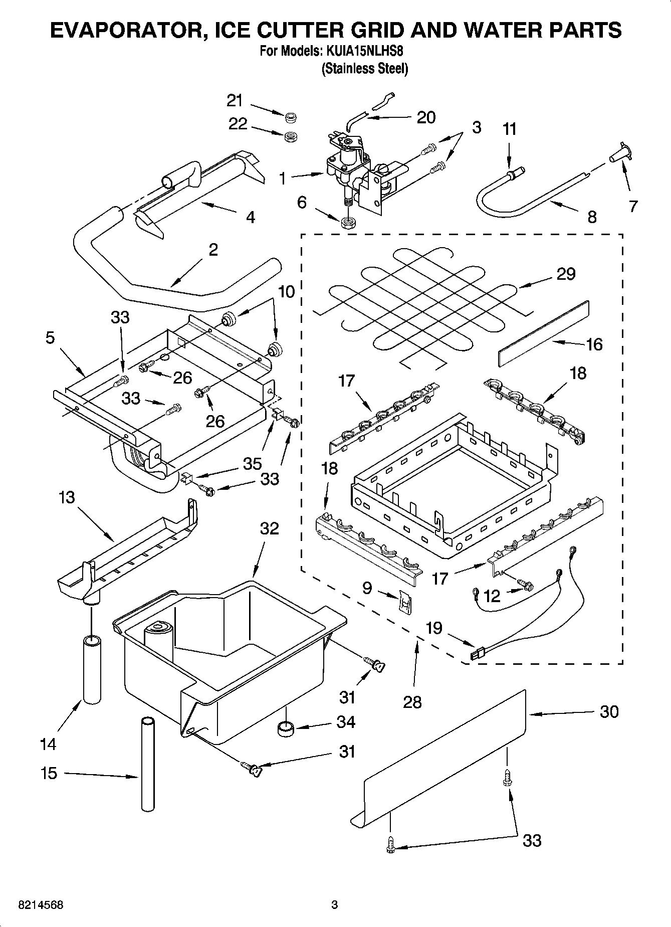 02 - EVAPORATOR, ICE CUTTER GRID AND WATER PARTS