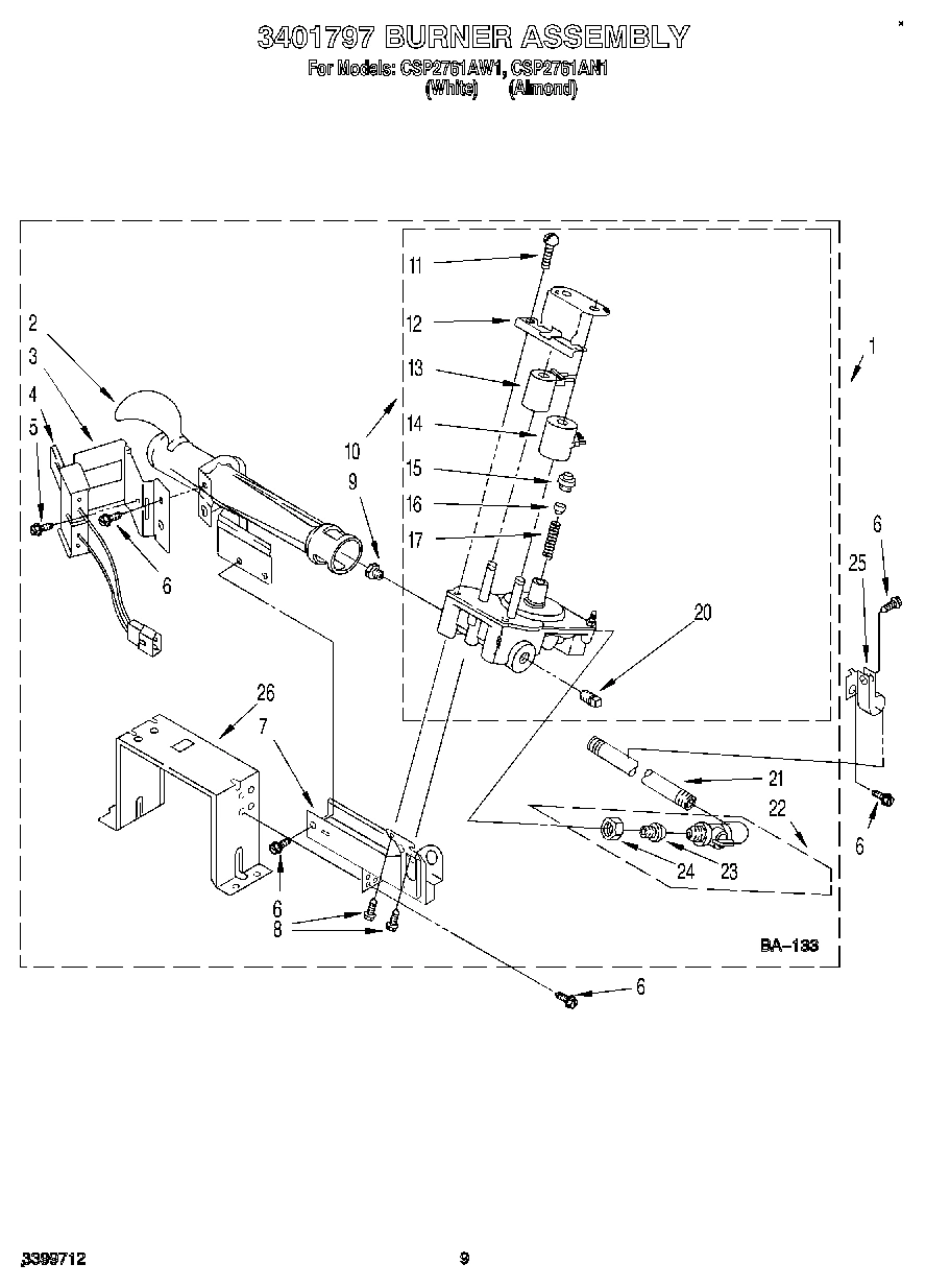 07 - 3401797 BURNER ASSEMBLY