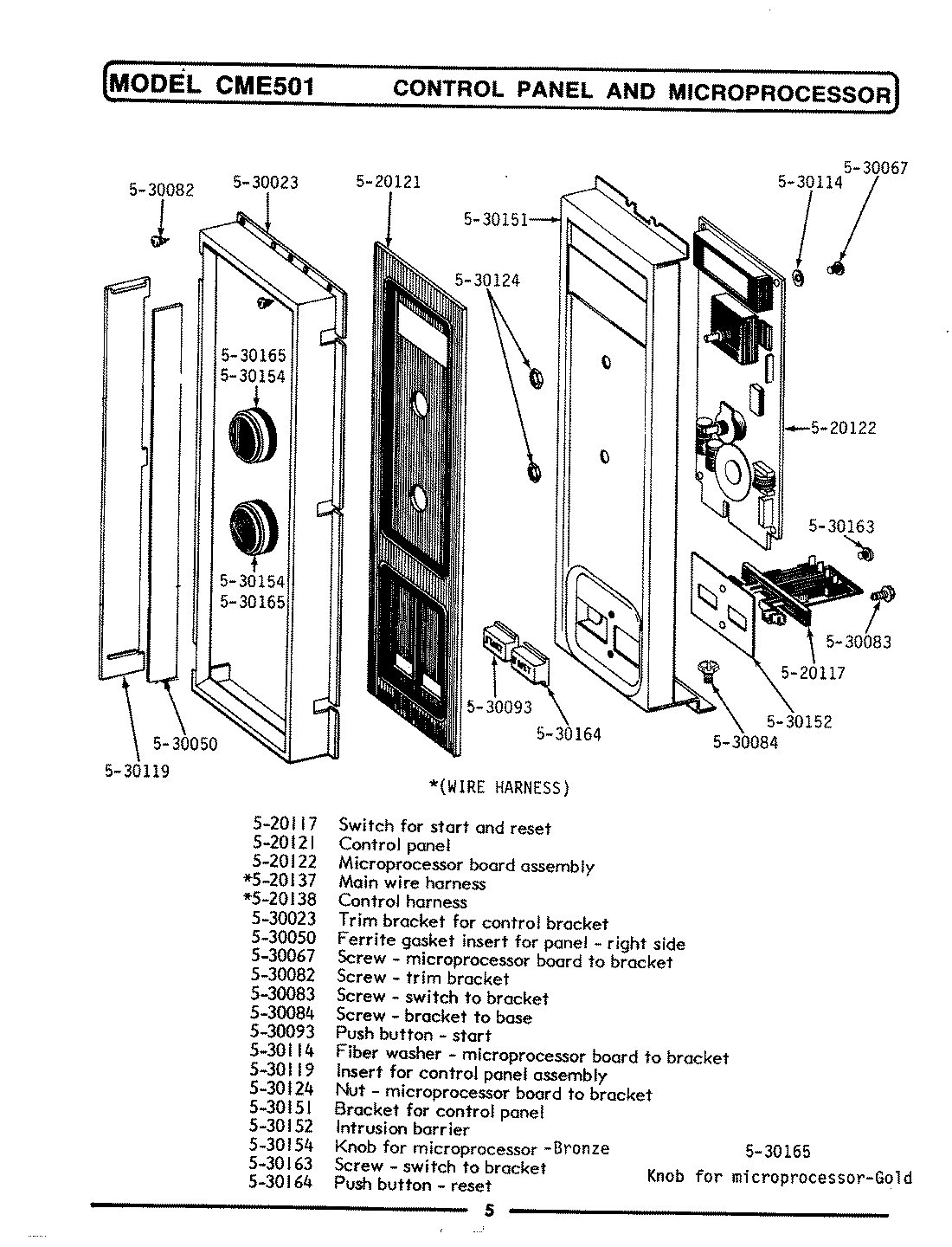 05 - CONTROL PANEL & MICROPROCESSOR (CME501)