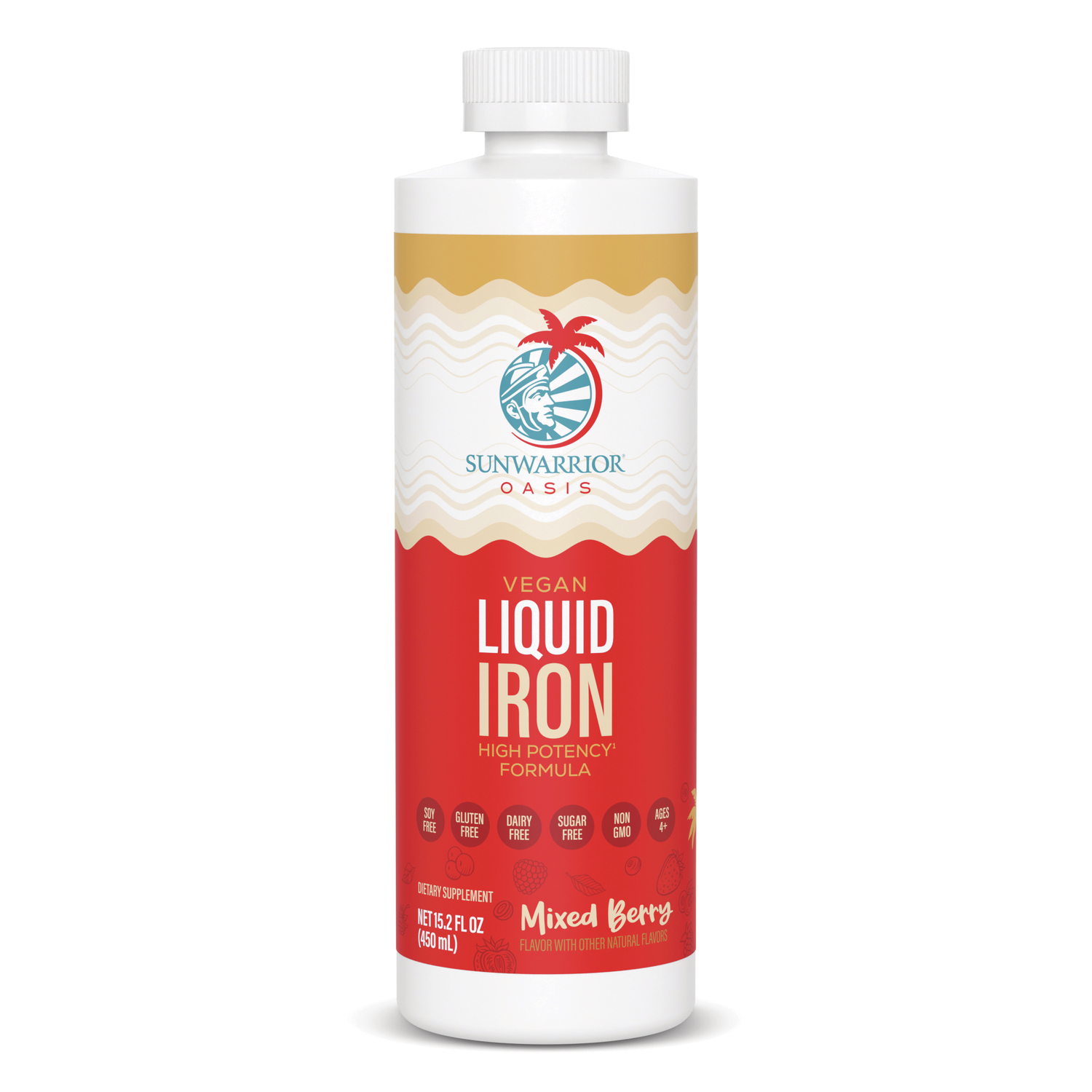 Sunwarrior Oasis Vegan Liquid Iron - Mixed Berry Vitamin | 15.2 fl oz Liquid