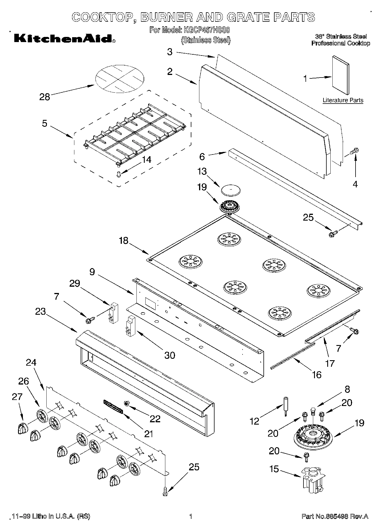 01 - COOKTOP, BURNER AND GRATE PARTS