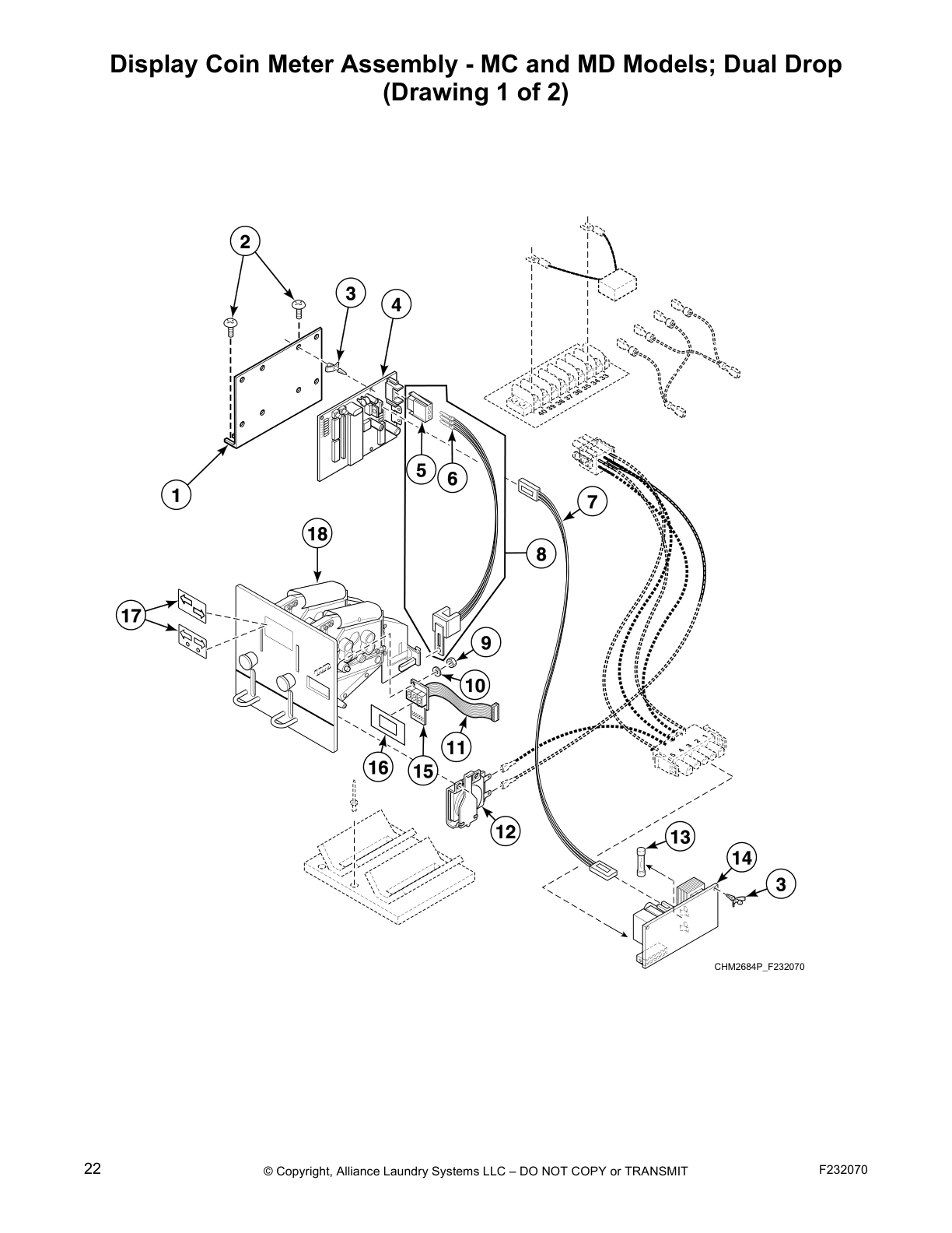 Display Coin Meter Assembly - MC and MD Models; Dual Drop
(Drawing 1 of 2)