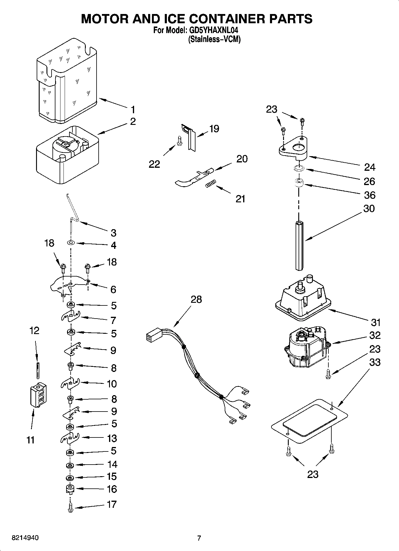 05 - MOTOR AND ICE CONTAINER PARTS