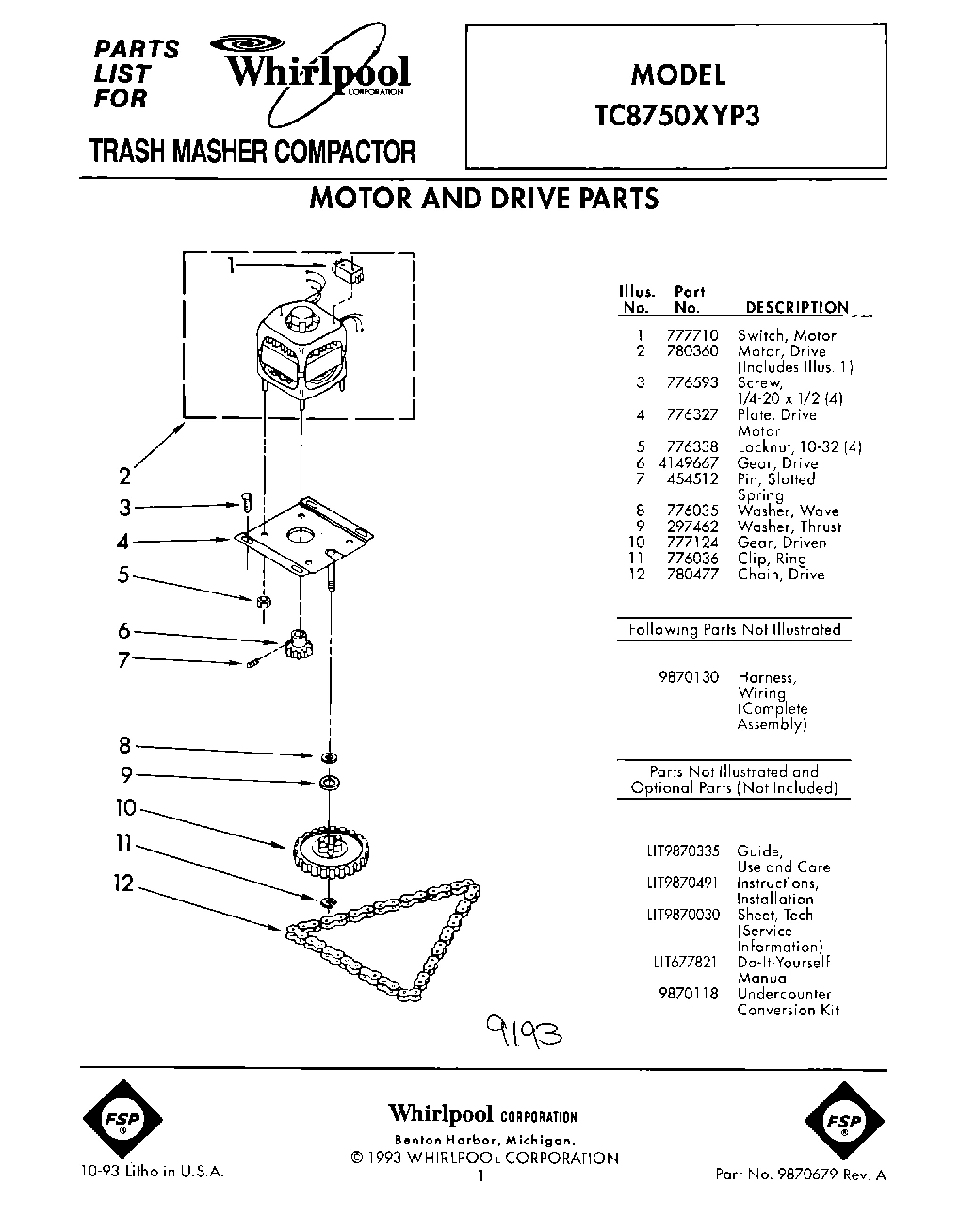01 - MOTOR AND DRIVE, LIT/OPTIONAL