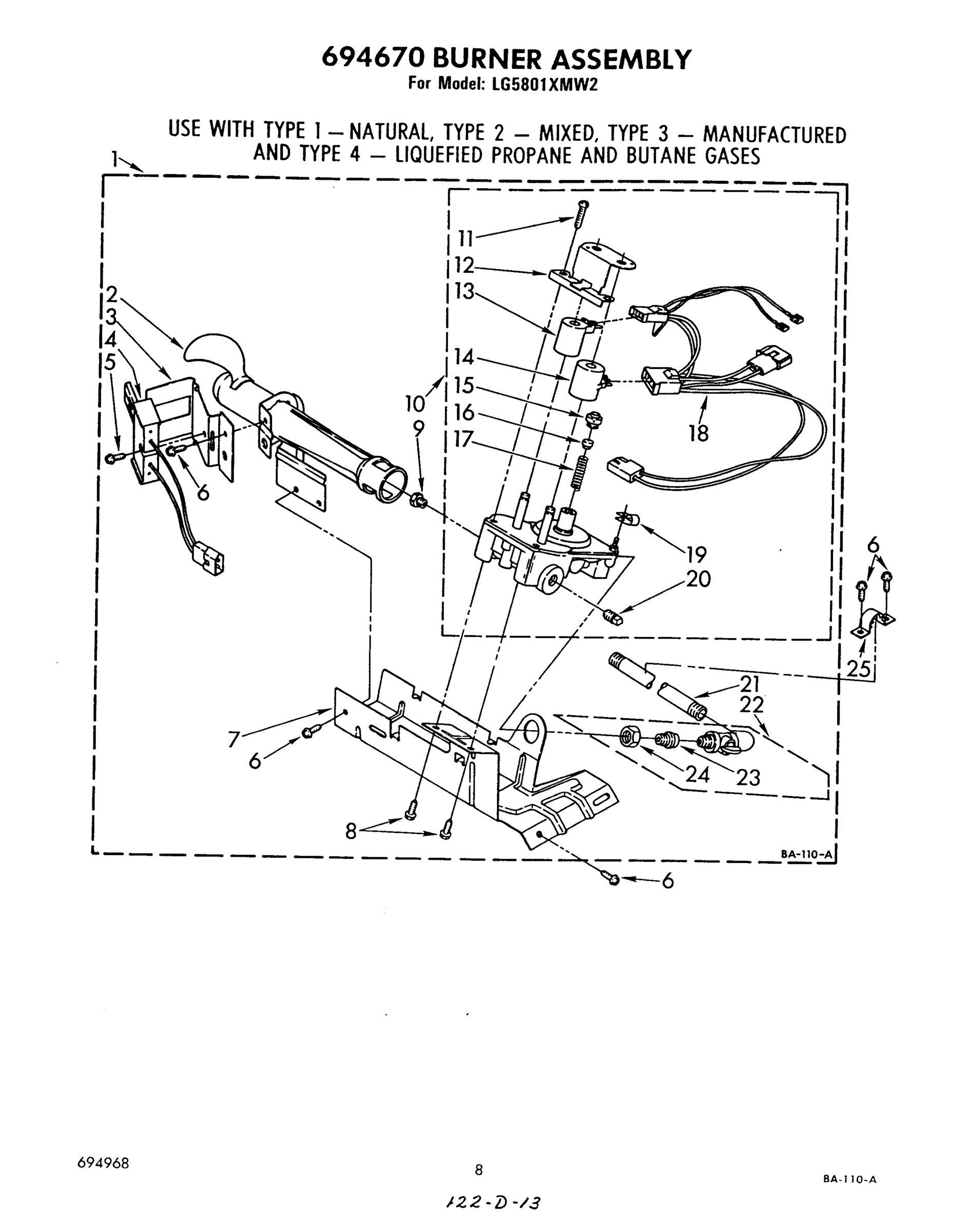 05 - 694670 BURNER ASSEMBLY