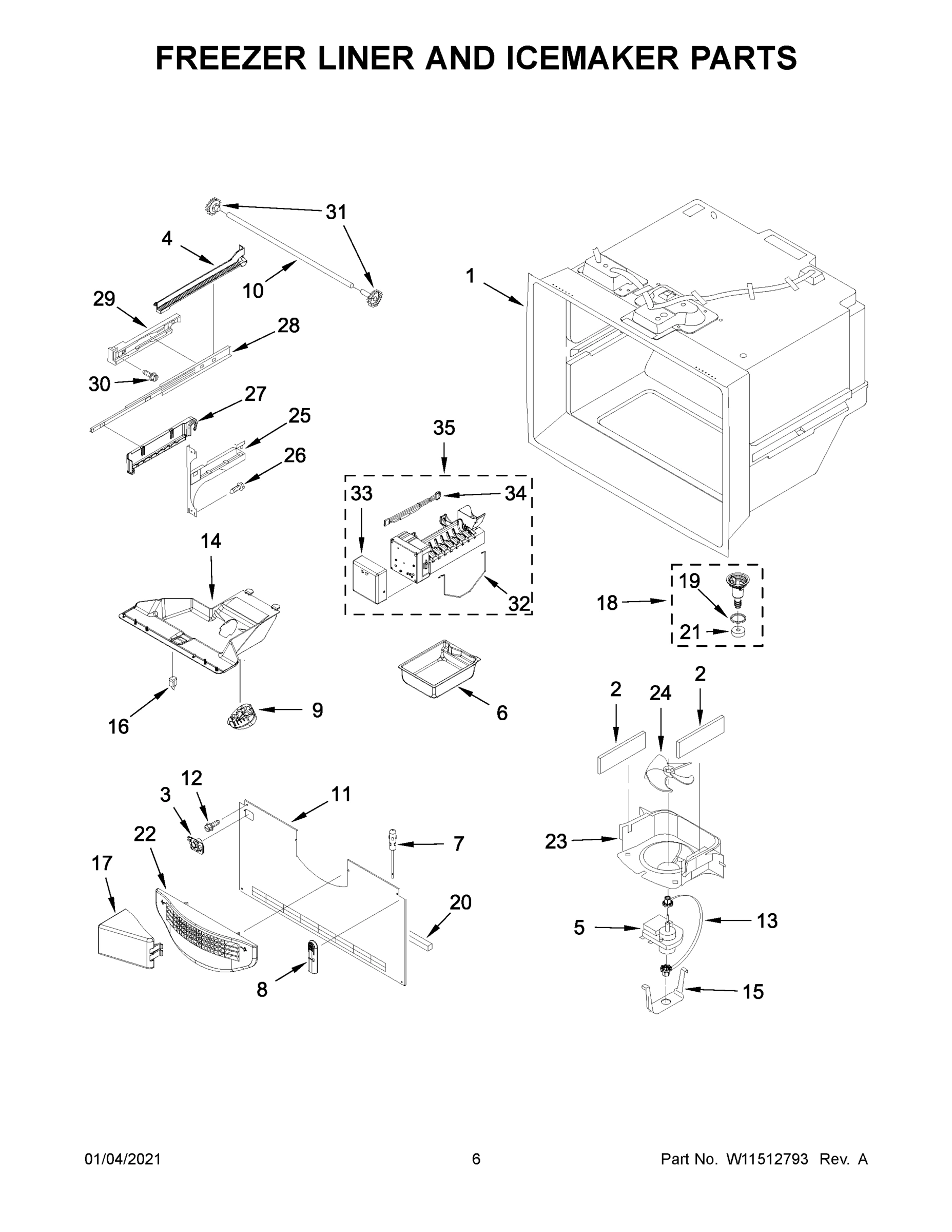 04 - FREEZER LINER AND ICEMAKER PARTS