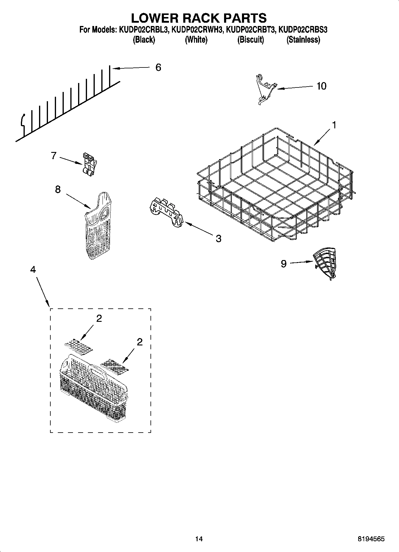 11 - LOWER RACK PARTS, OPTIONAL PARTS (NOT INCLUDED)