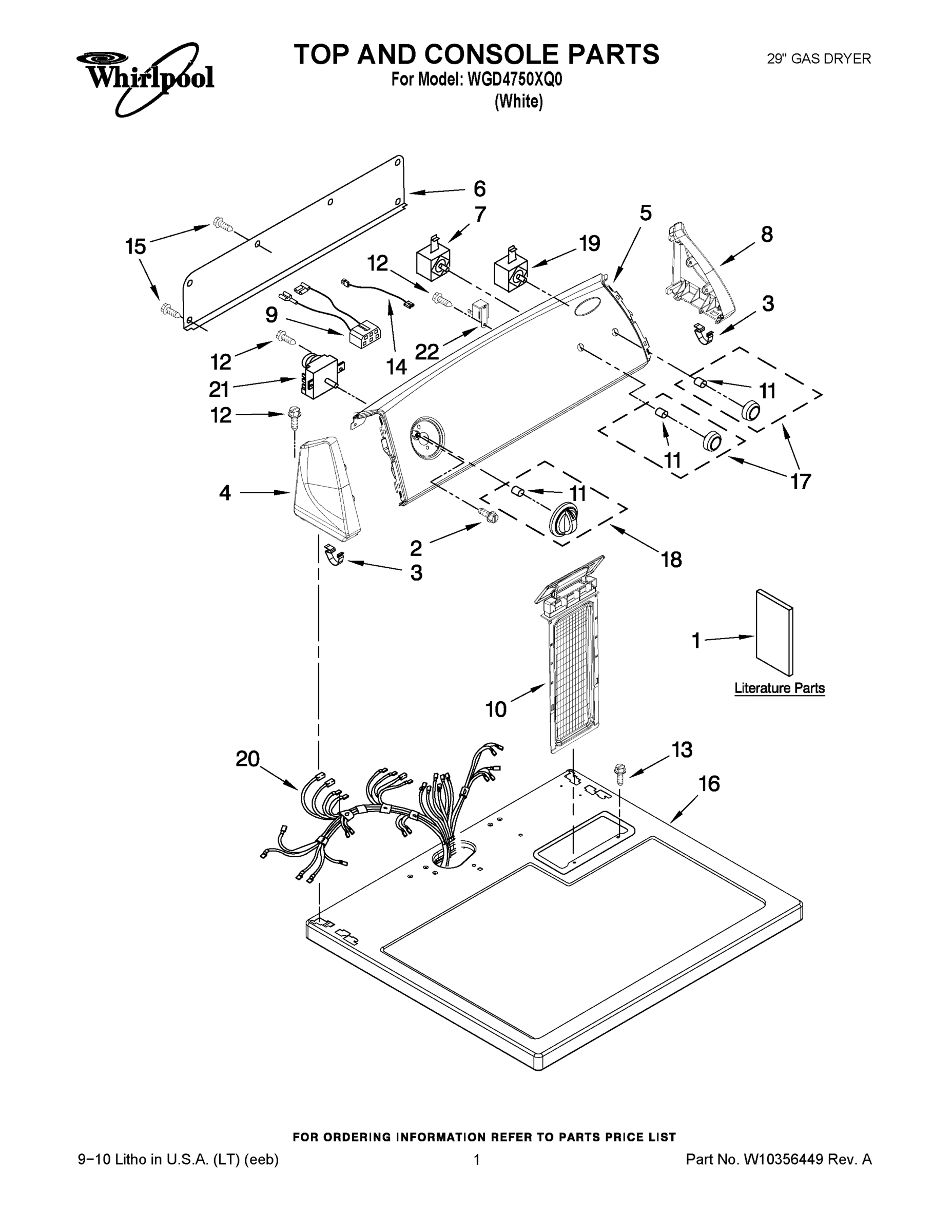 01 - TOP AND CONSOLE PARTS
