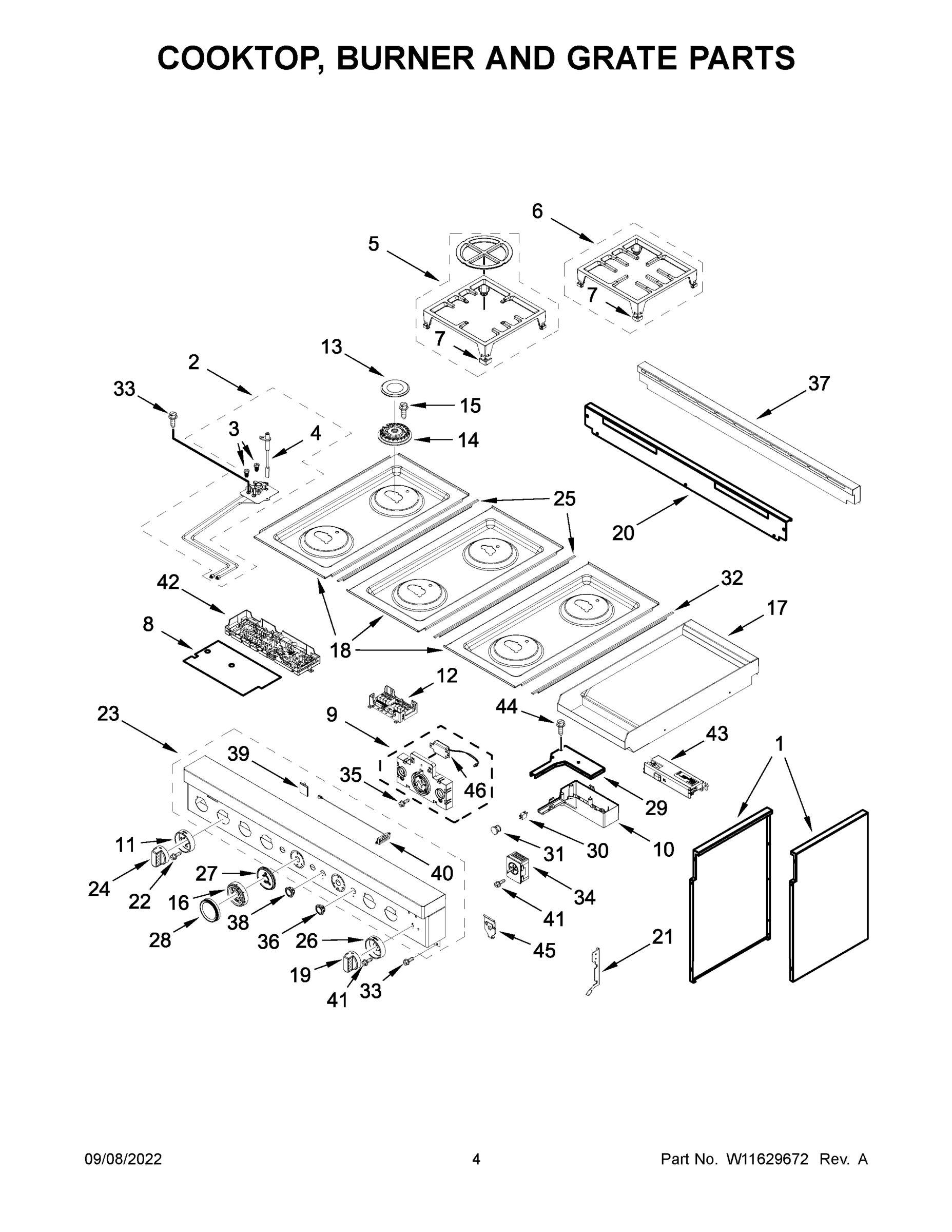 03 - COOKTOP, BURNER AND GRATE PARTS