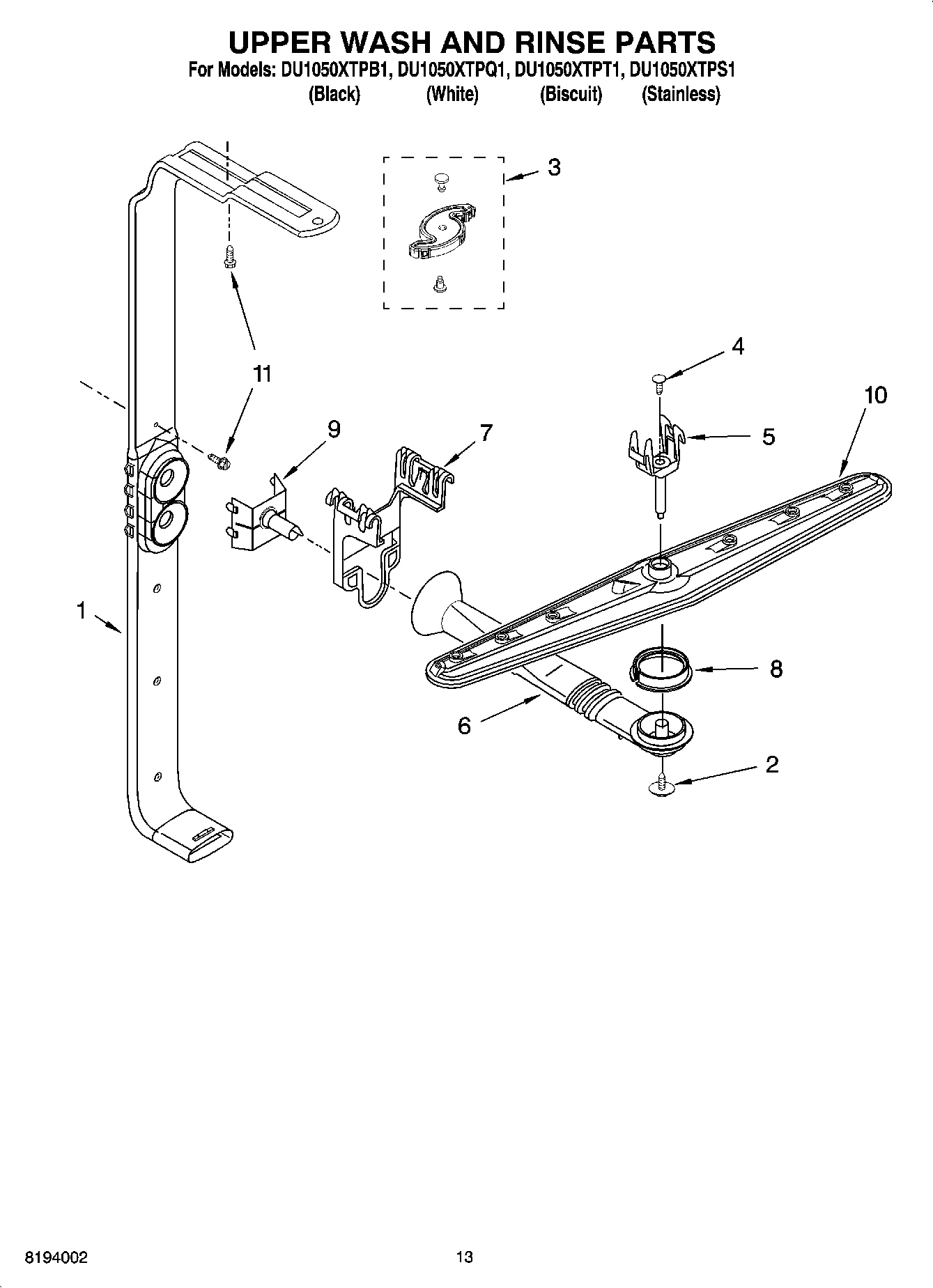 10 - UPPER WASH AND RINSE PARTS