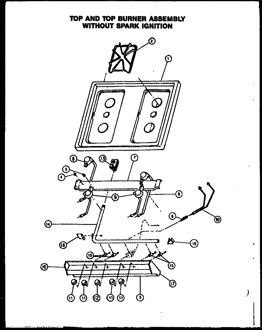 03 - TOP & TOP BURNER ASSY WITHOUT SPARK IGN