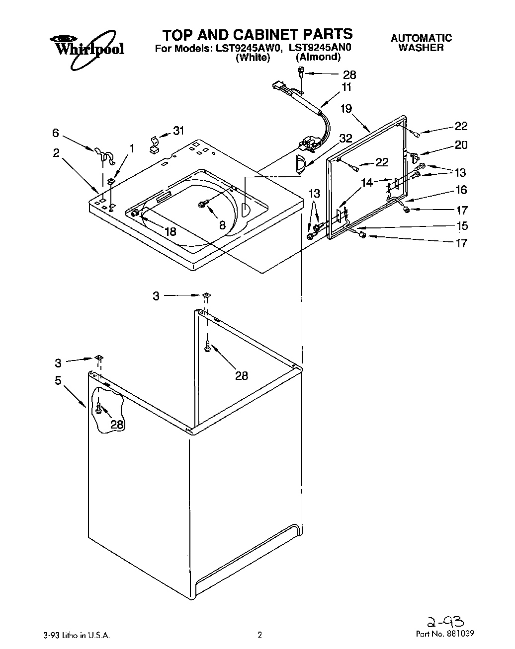 01 - TOP AND CABINET, LIT/OPTIONAL