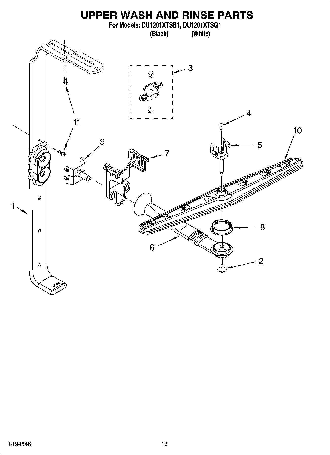 10 - UPPER WASH AND RINSE PARTS