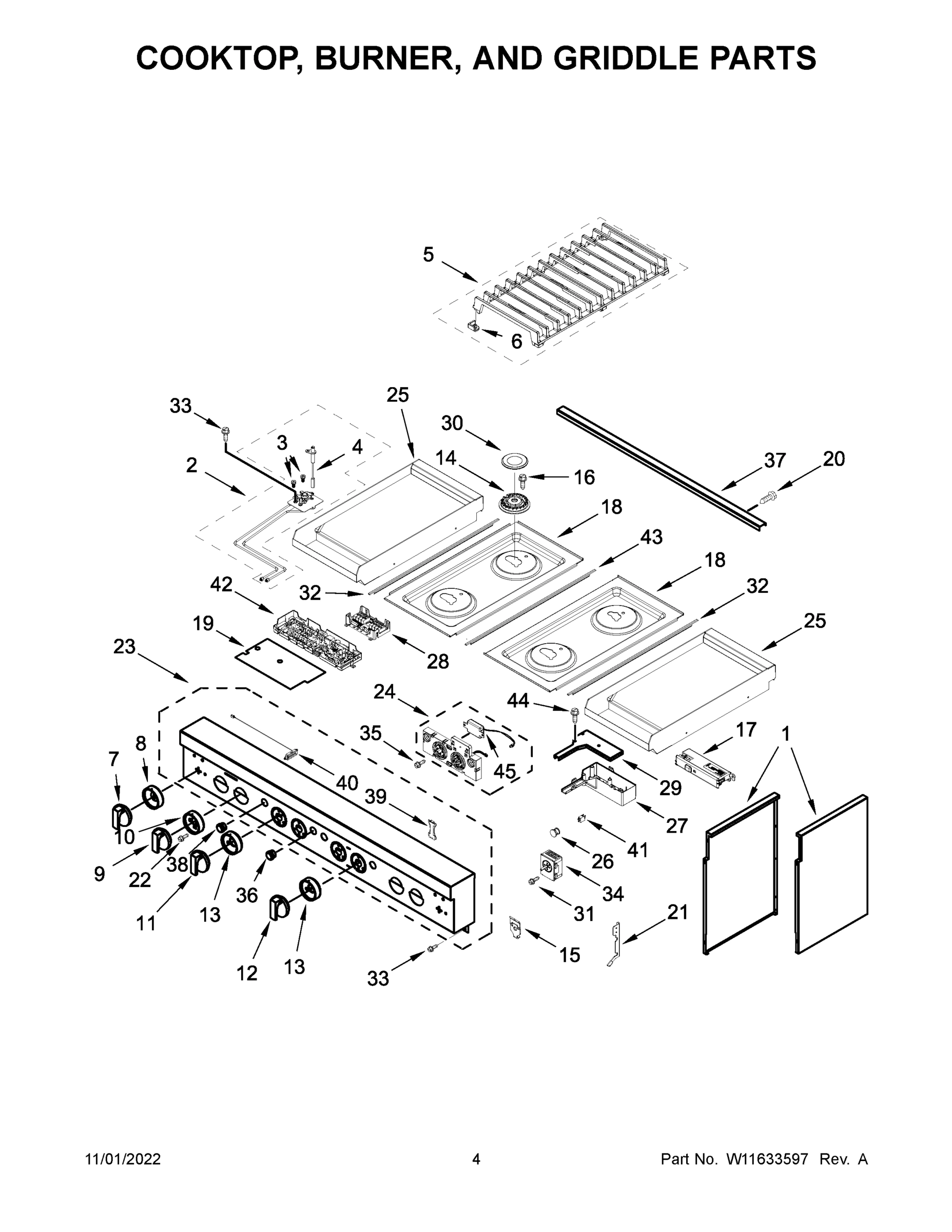 03 - COOKTOP, BURNER, AND GRIDDLE PARTS