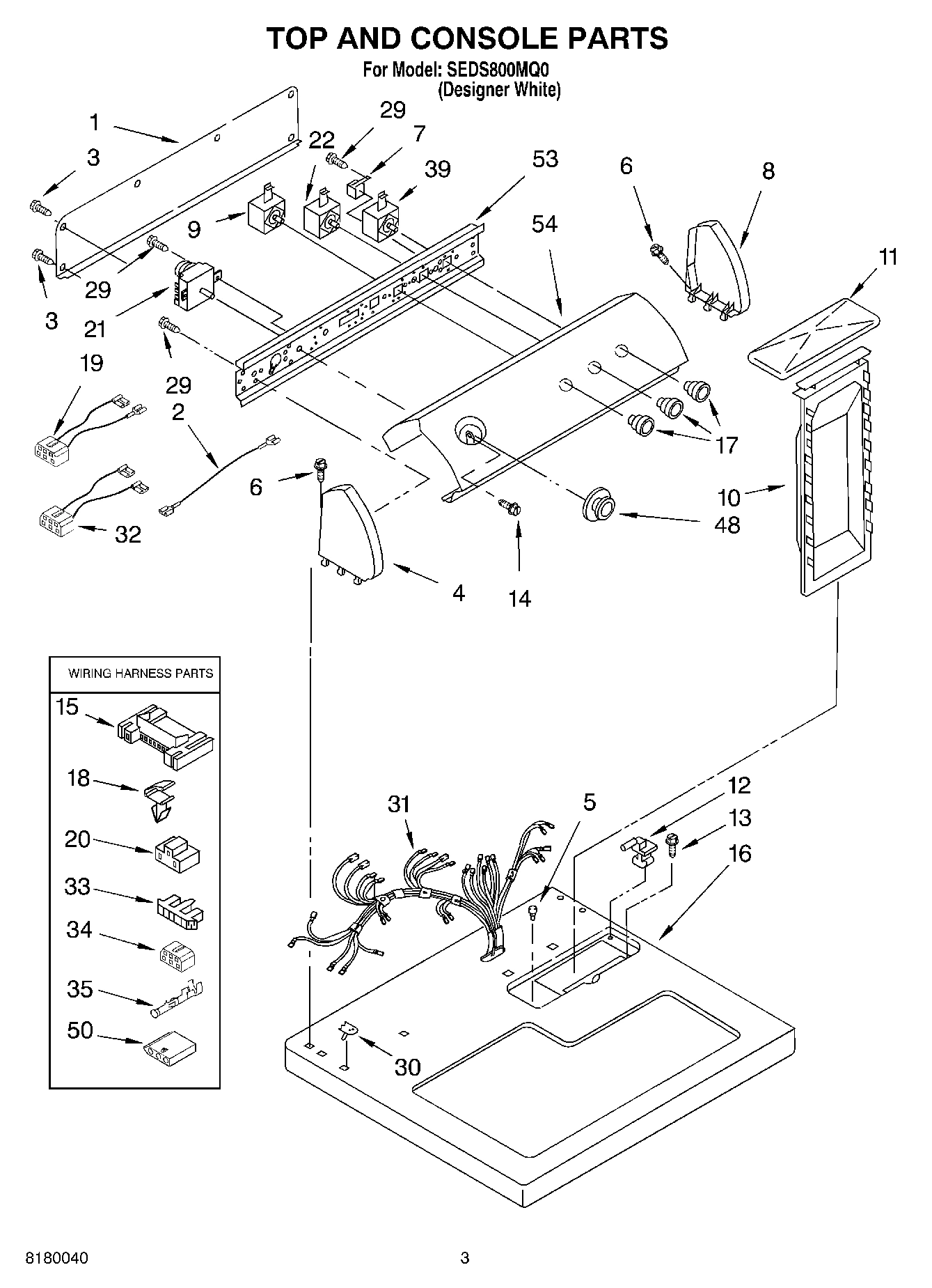 02 - TOP AND CONSOLE PARTS OPTIONAL PARTS (NOT INCLUDED