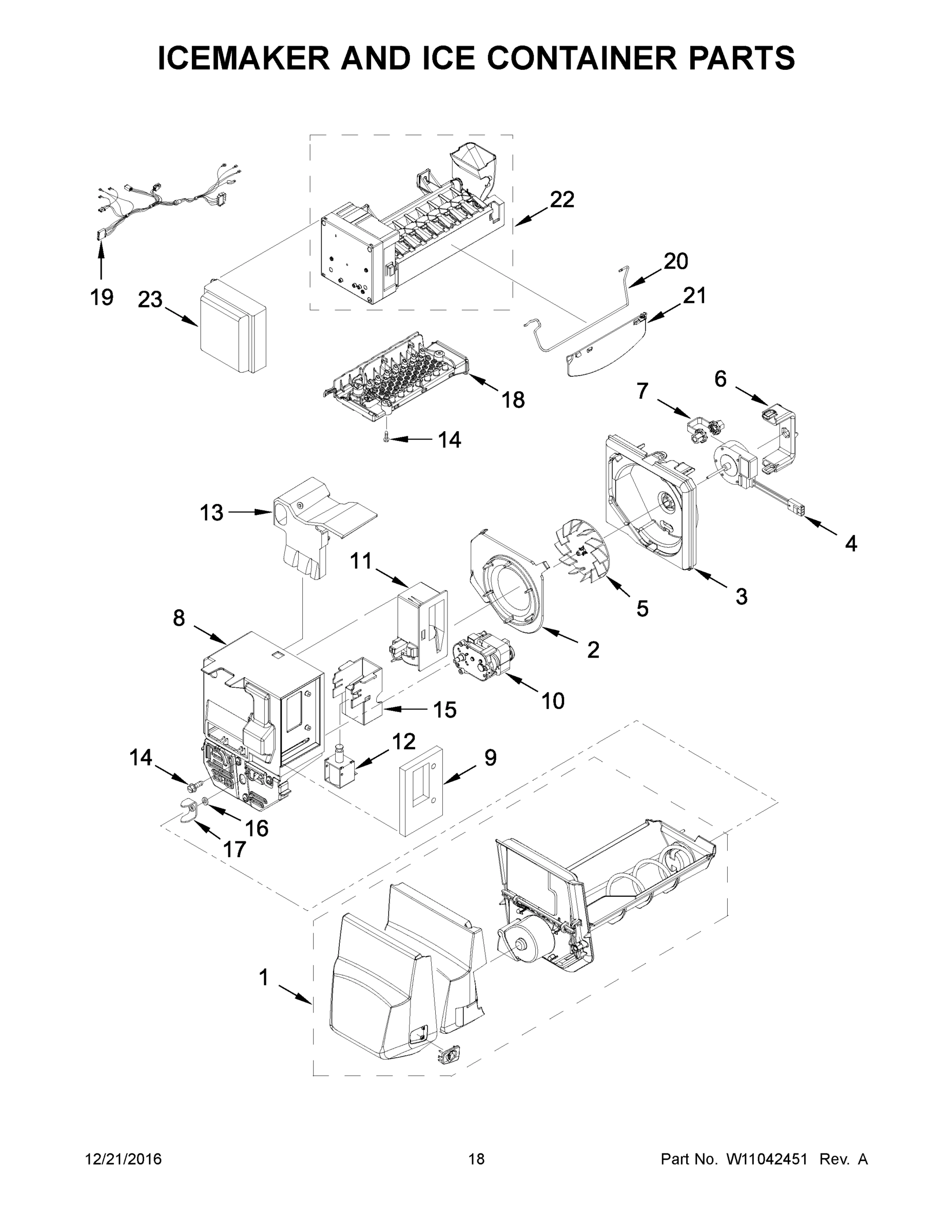 10 - ICEMAKER AND ICE CONTAINER PARTS