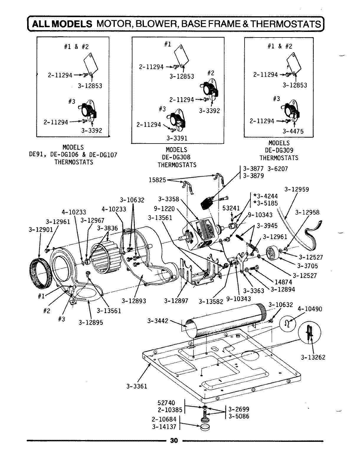 09 - MOTOR, BLOWER, BASE FRAME & THERMOSTATS