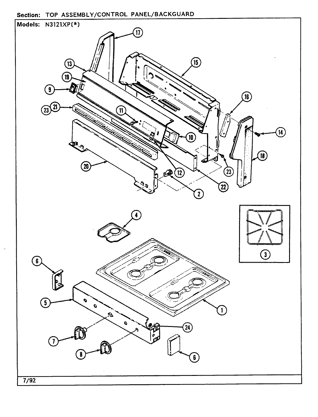 08 - TOP ASSEMBLY/CONTROL PANEL (N3121XPx)