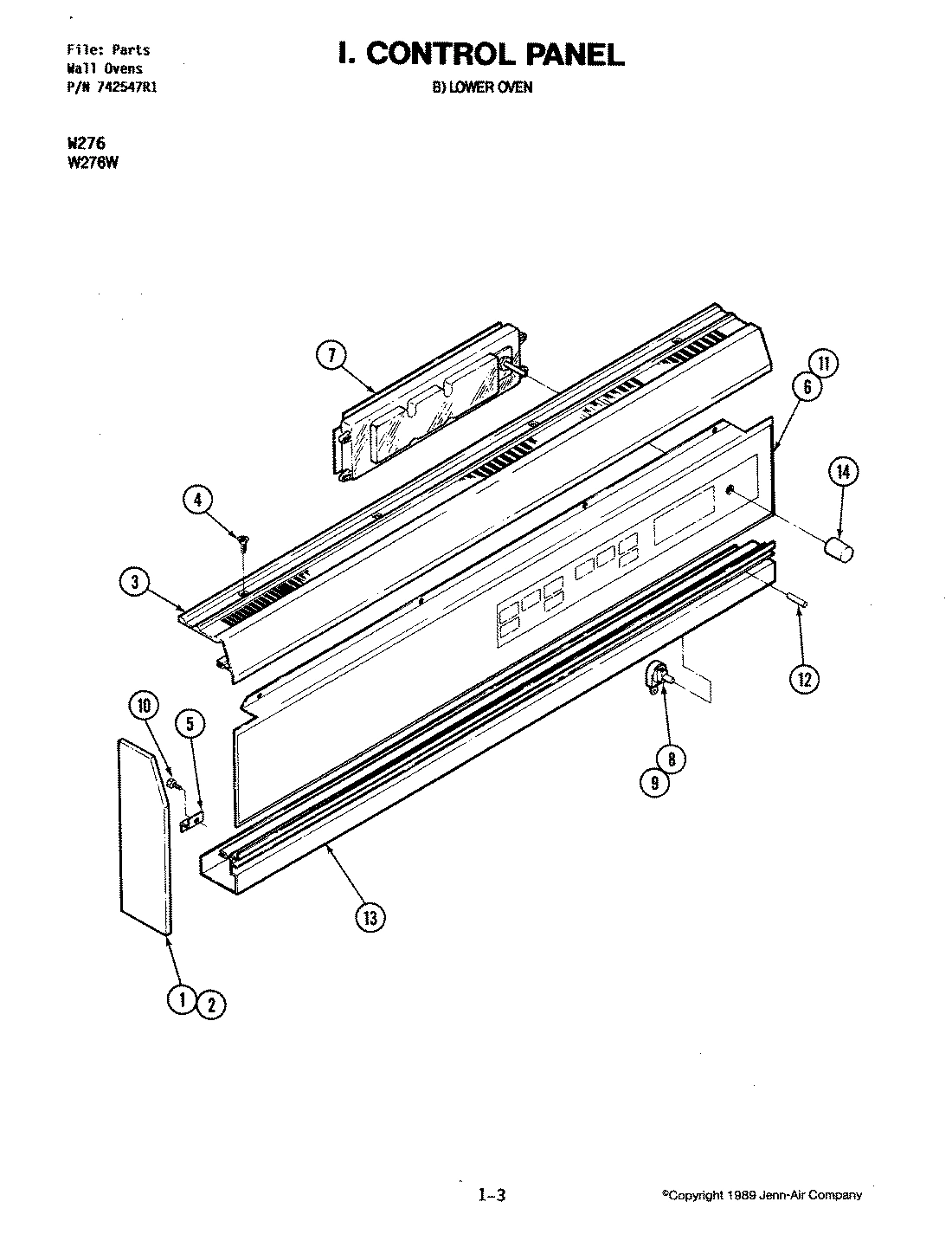 09 - CONTROL PANEL (LOWER OVEN W276W)