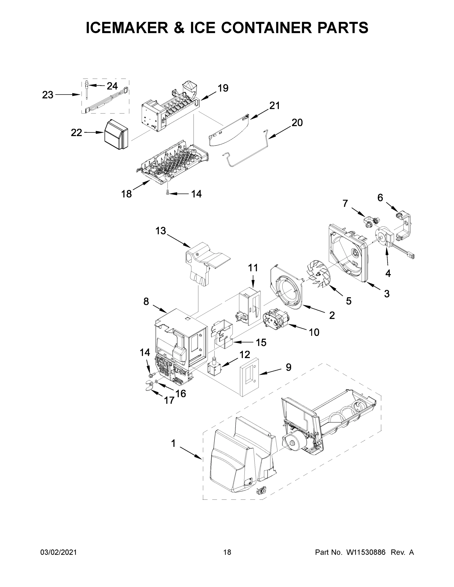 10 - ICEMAKER & ICE CONTAINER PARTS