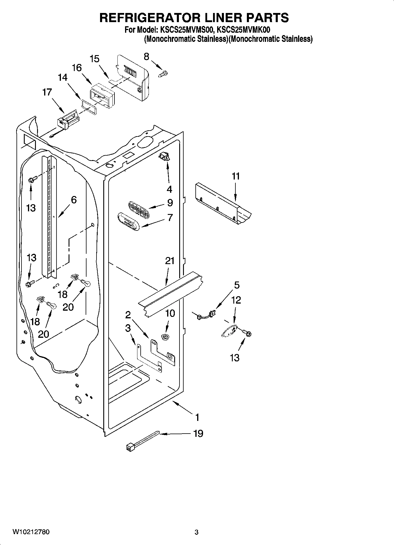 02 - REFRIGERATOR LINER PARTS
