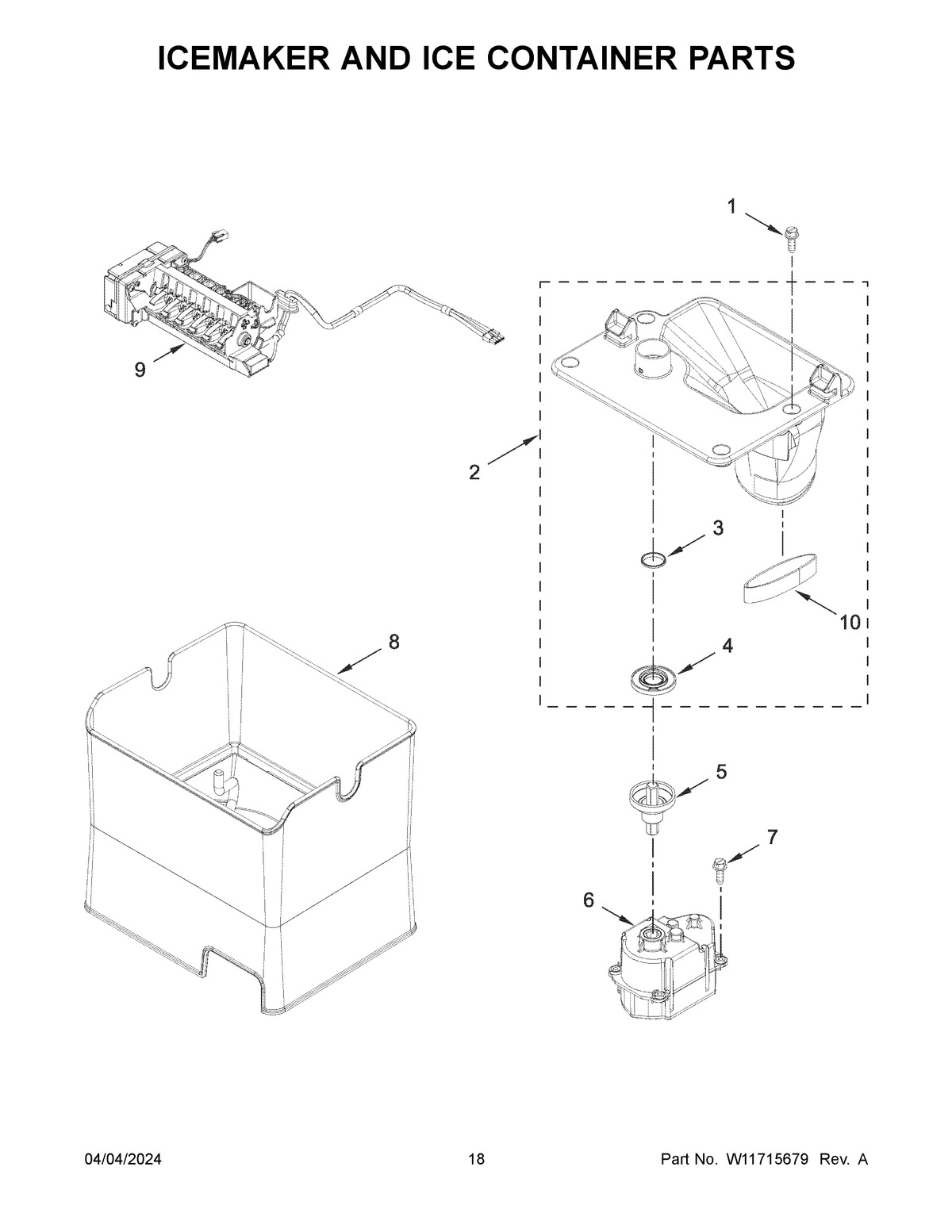 10 - ICEMAKER AND ICE CONTAINER PARTS