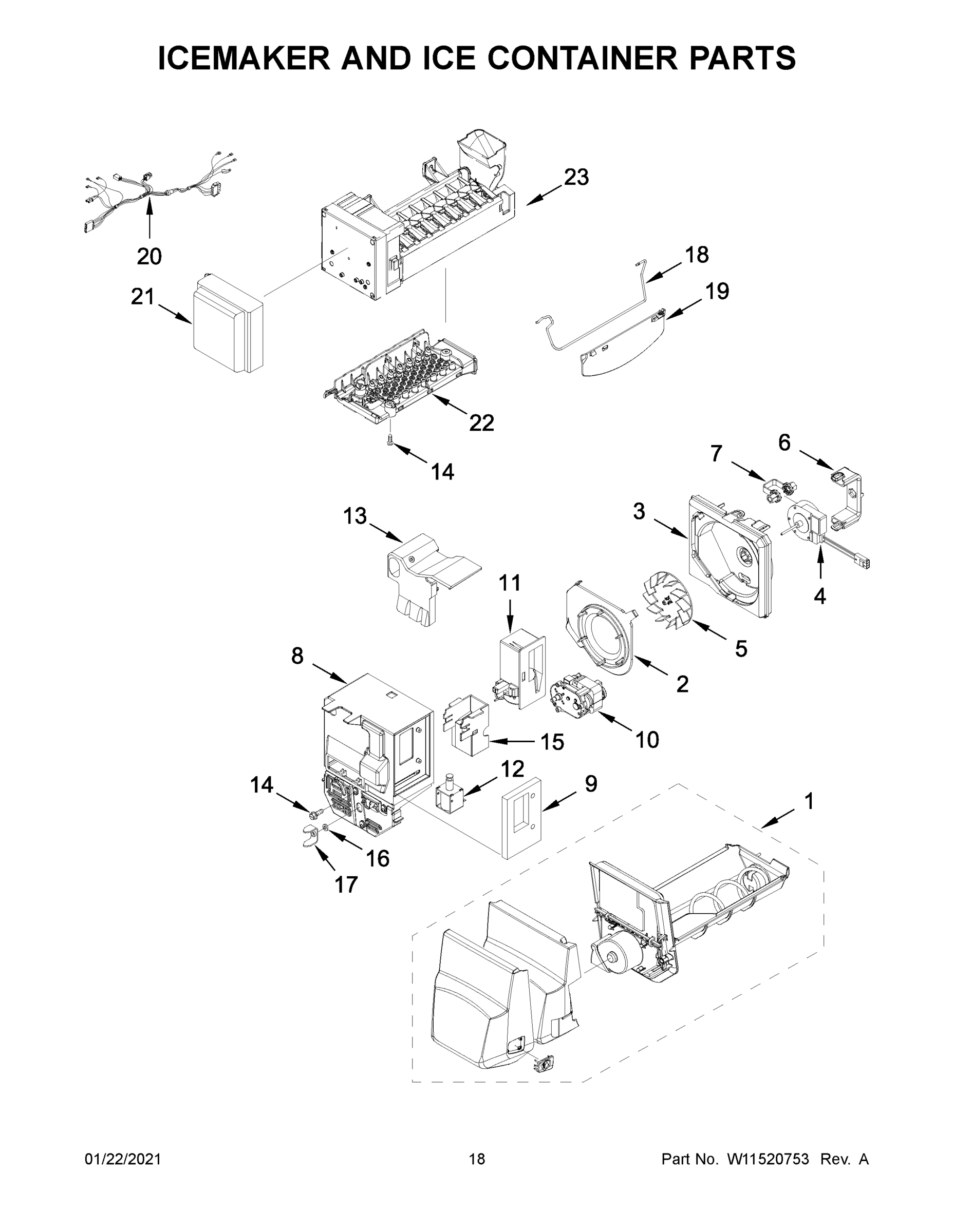 10 - ICEMAKER AND ICE CONTAINER PARTS