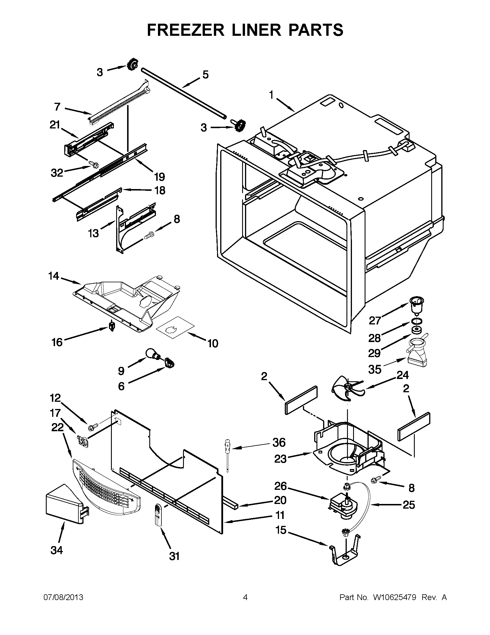 02 - FREEZER LINER PARTS