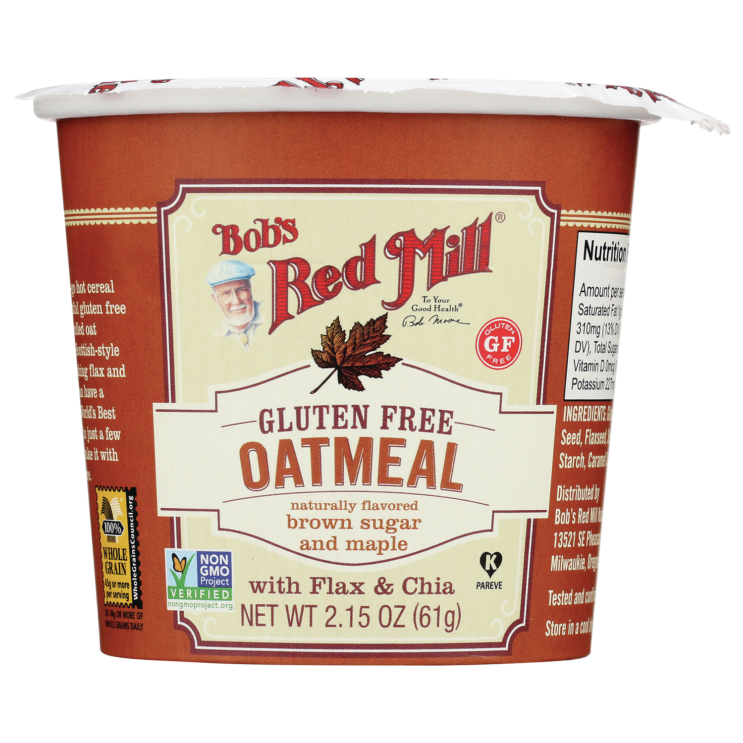 Bob's Red Mill Gluten Free Oatmeal - Brown Sugar and Maple | 2.15 oz Cup