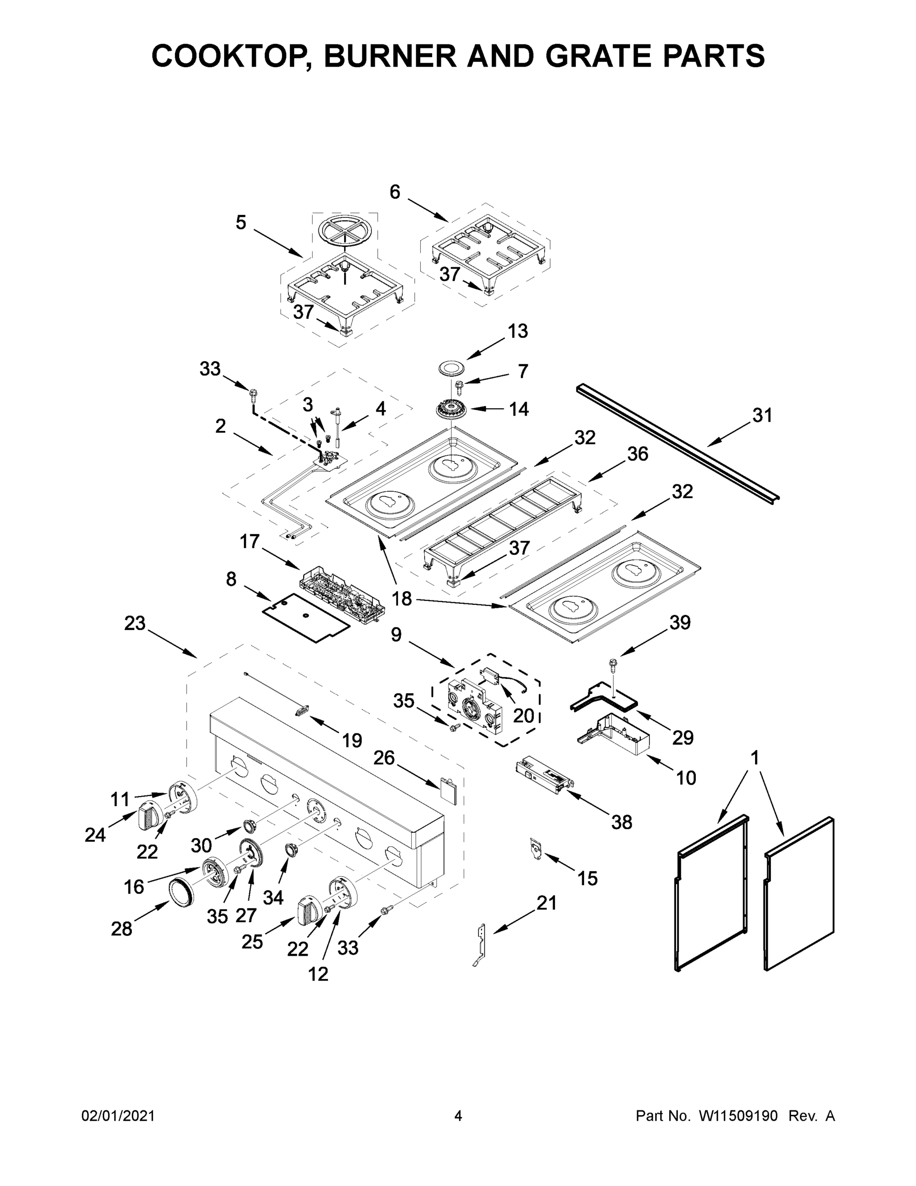 03 - COOKTOP, BURNER AND GRATE PARTS