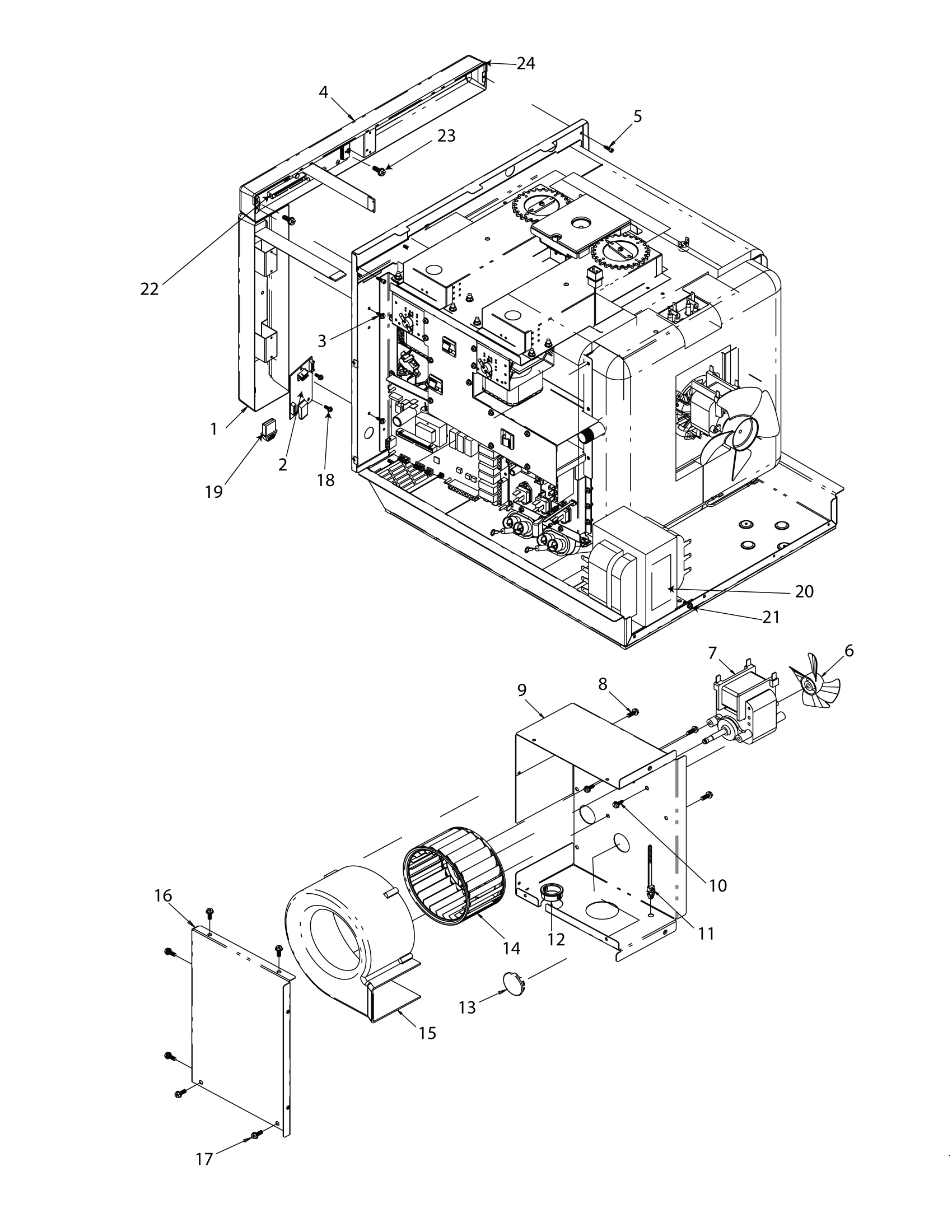BLOWER MOTOR / TOUCH PAD ASSY / DISPLAY BRD
